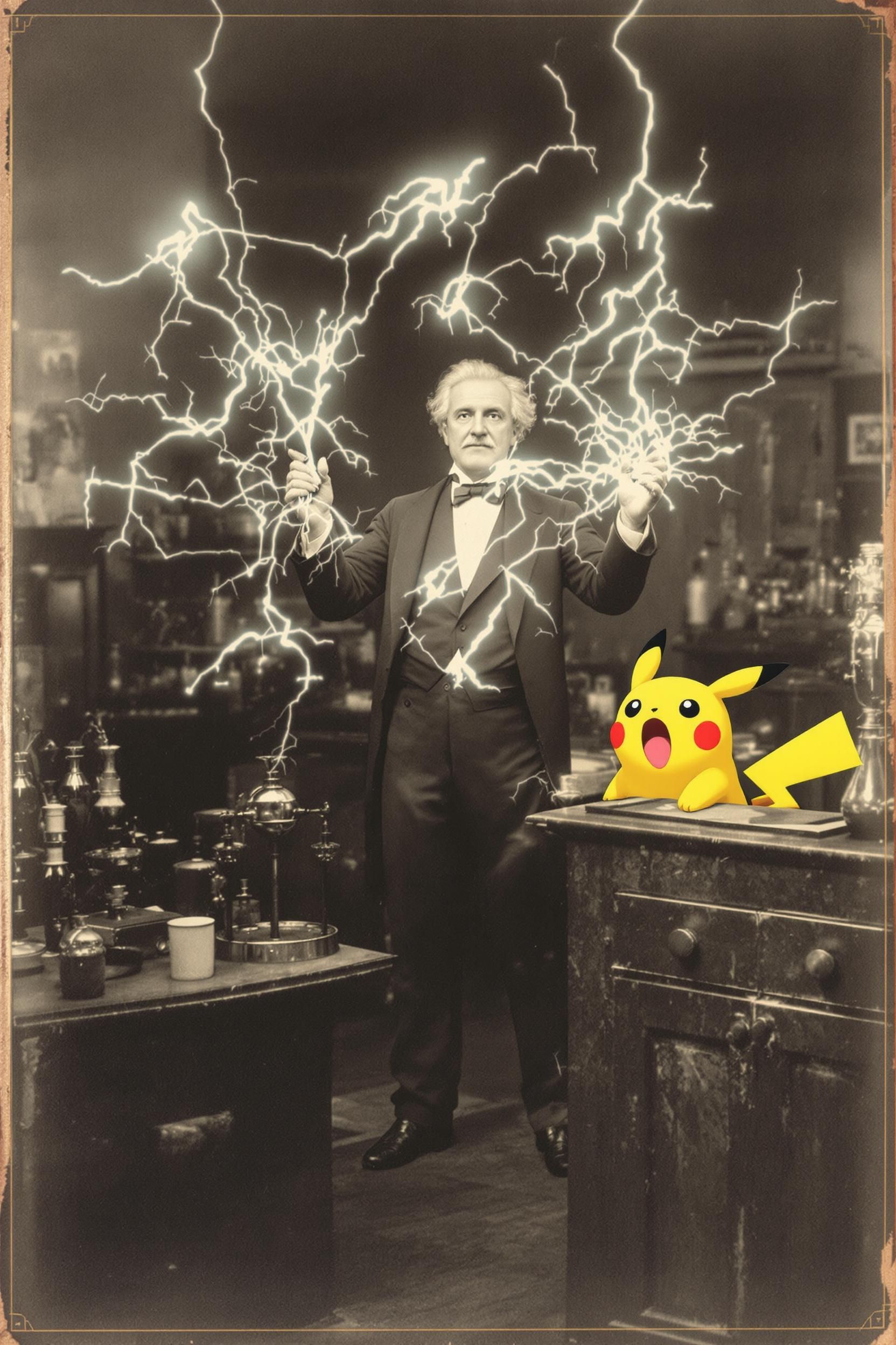 History Textbook Photograph Of The Exact Moment Thomas Edison Invents Electricity While A Shocke