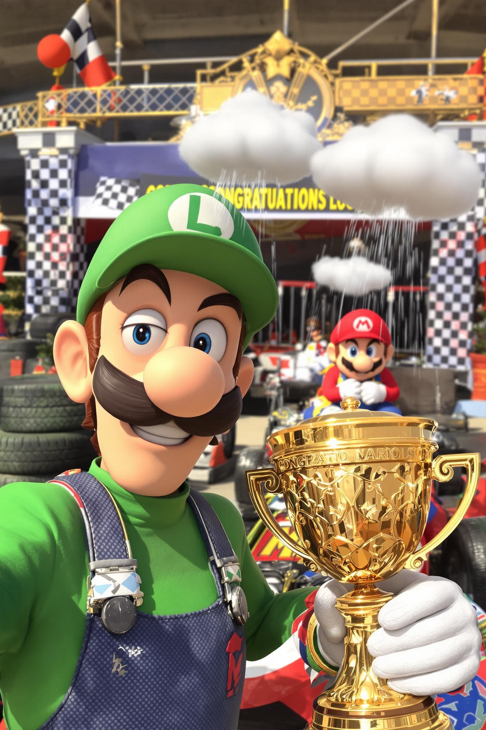 Luigi Winning First Place In Mario Kart Tournament