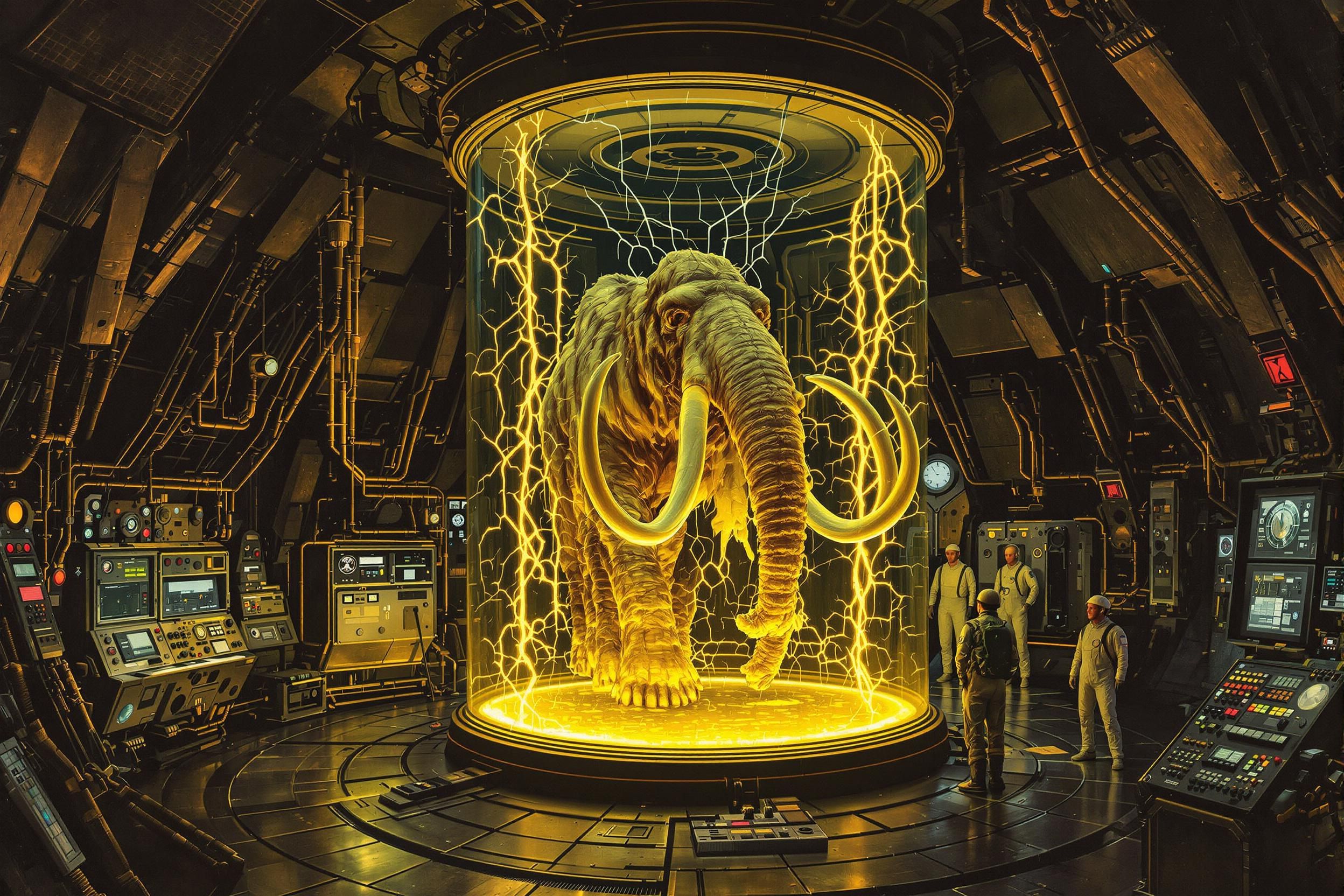 Mammoth With Science Fiction Twist - Oil Painitng Style Of Bernie Wrghtson And Wally Wood