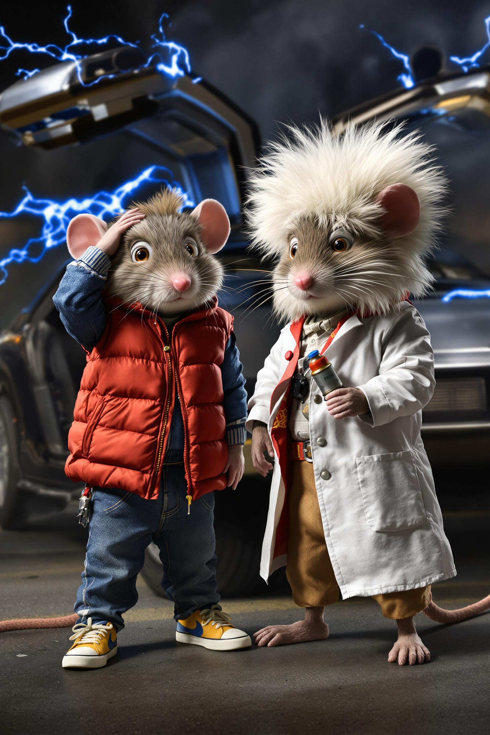 Mice Dressed As Back To The Future Movie