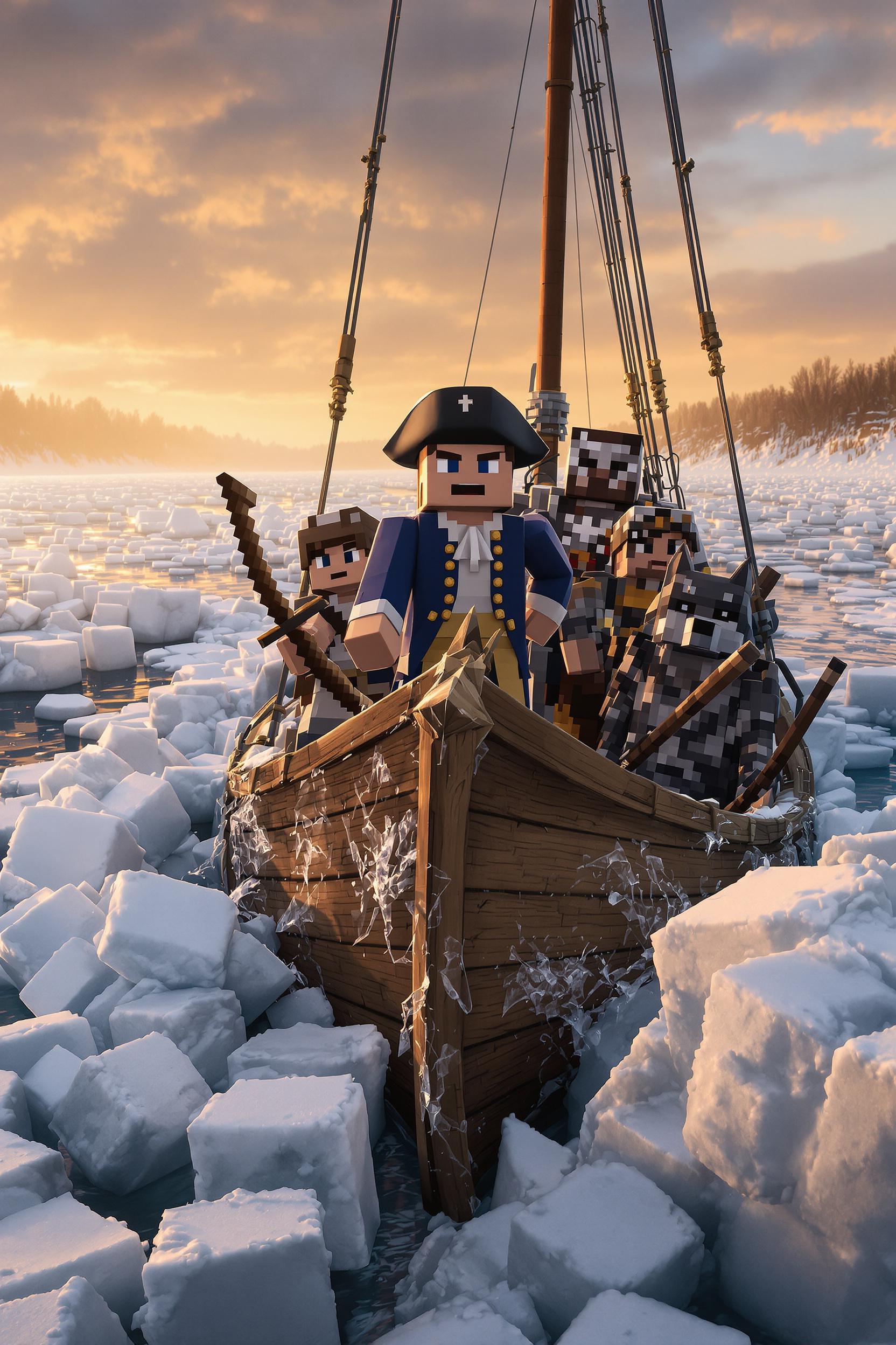 Micecraft Characters Replacing George Washington In The Famous Crossing The Delaware Photo