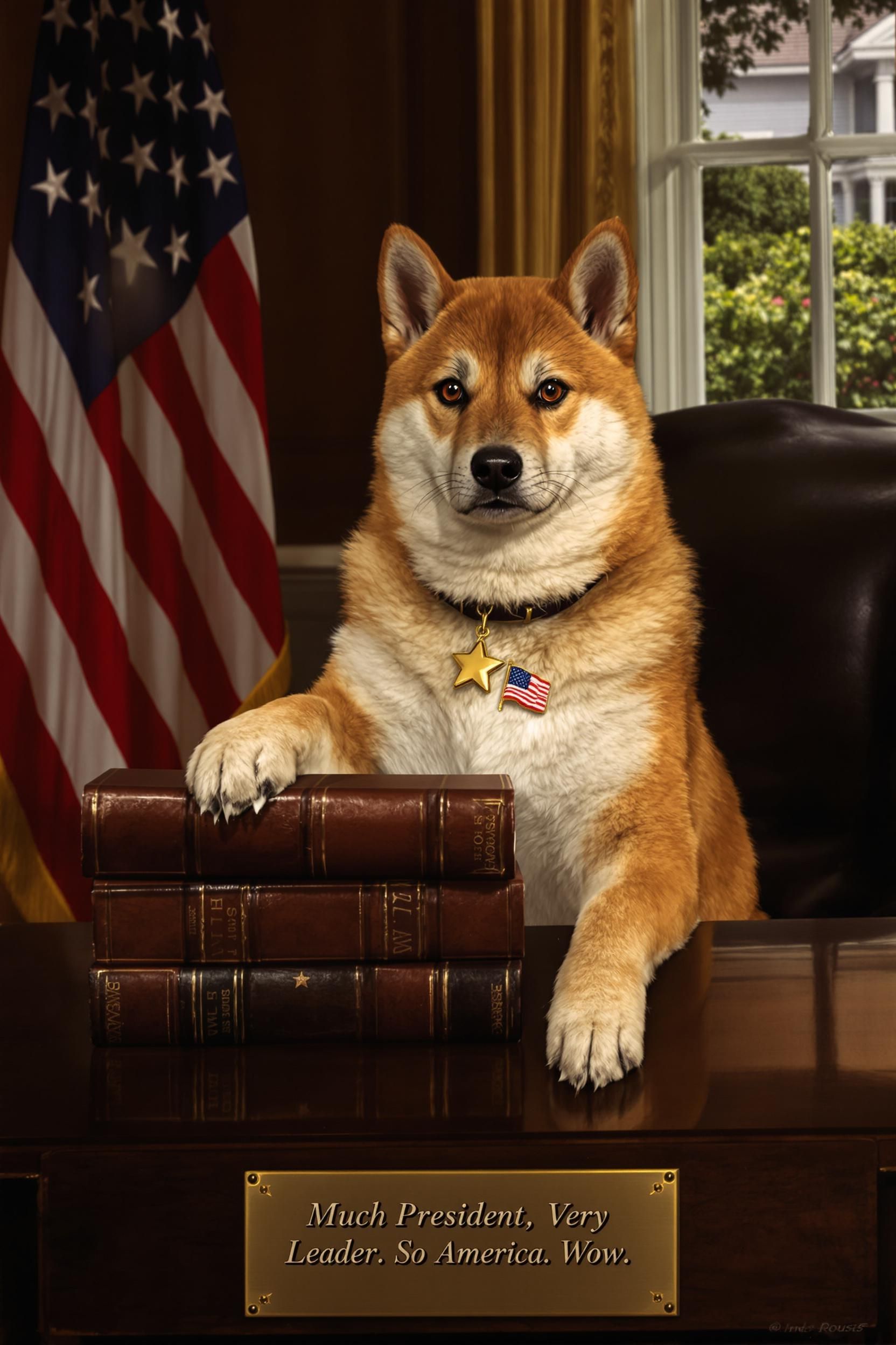 Official Presidential Portrait Of Doge (the Shiba Inu Meme) In The White House