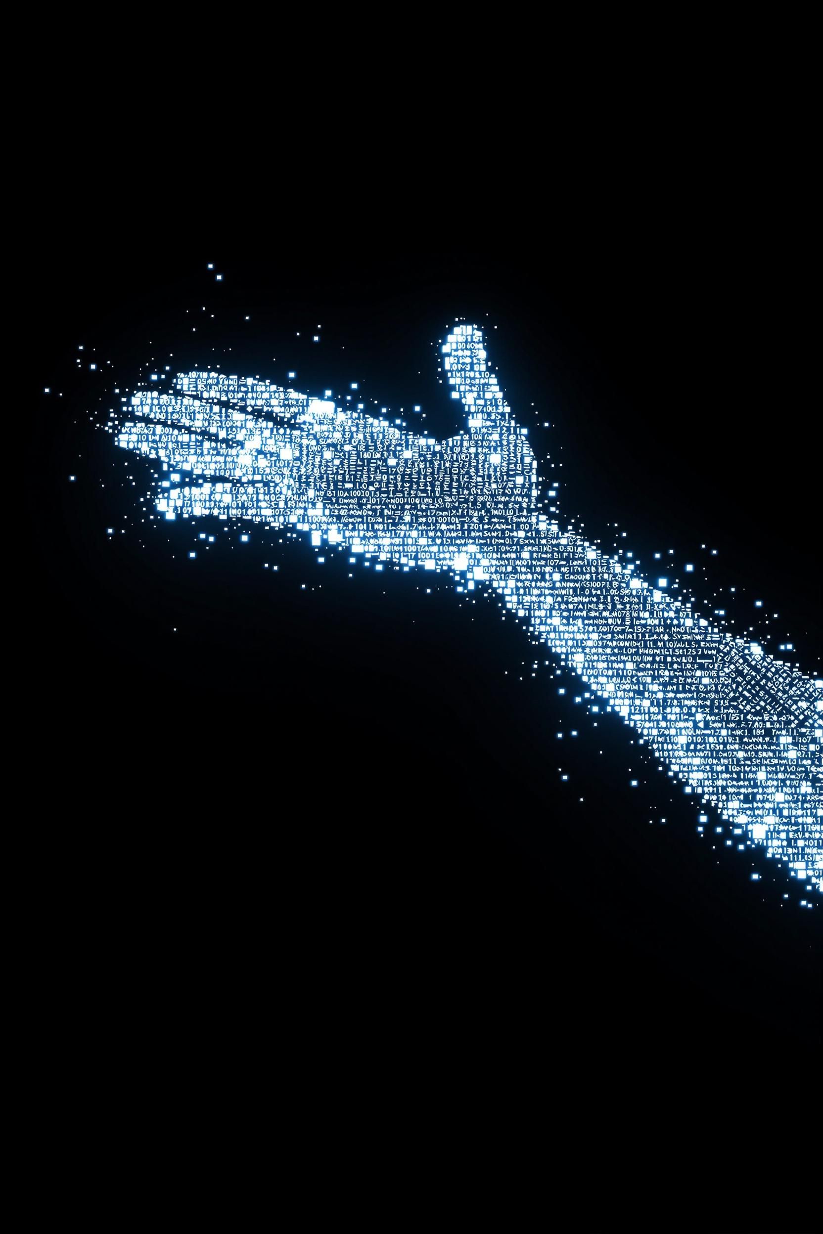One Pixelated Futuristic Human Figure