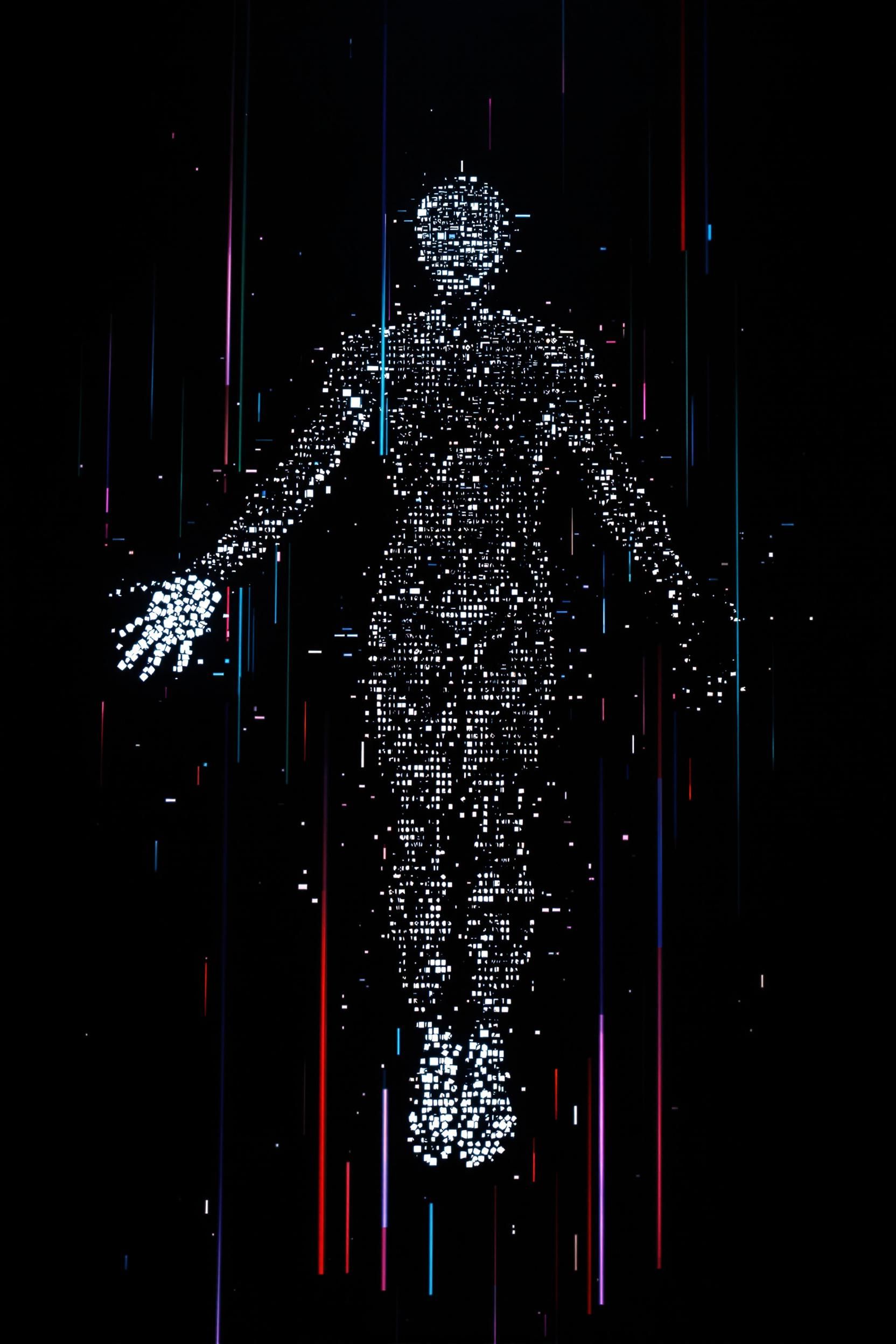 One Pixelated Futuristic Human Figure 3