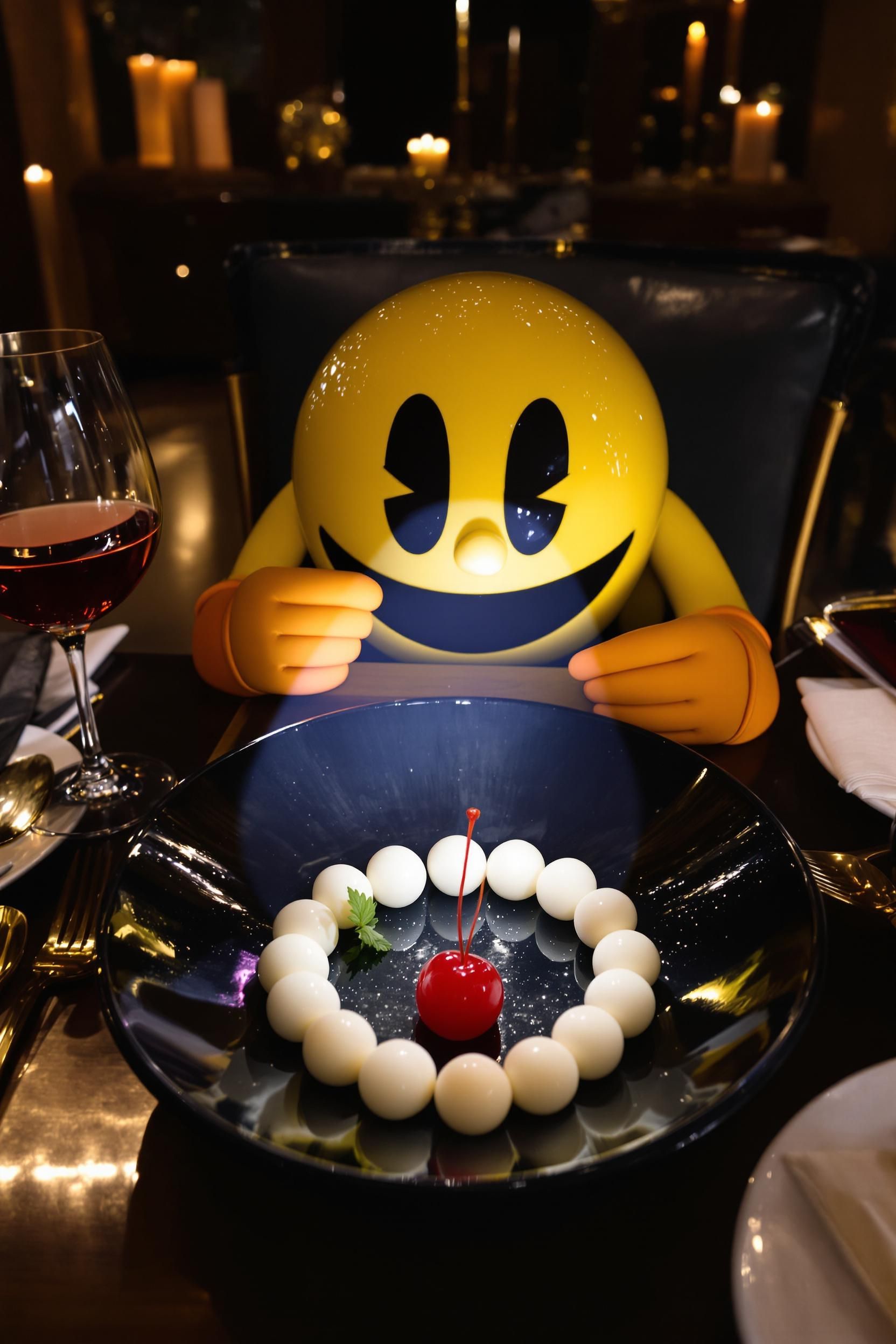 Photo Of Pacman At A Fancy Restaurant