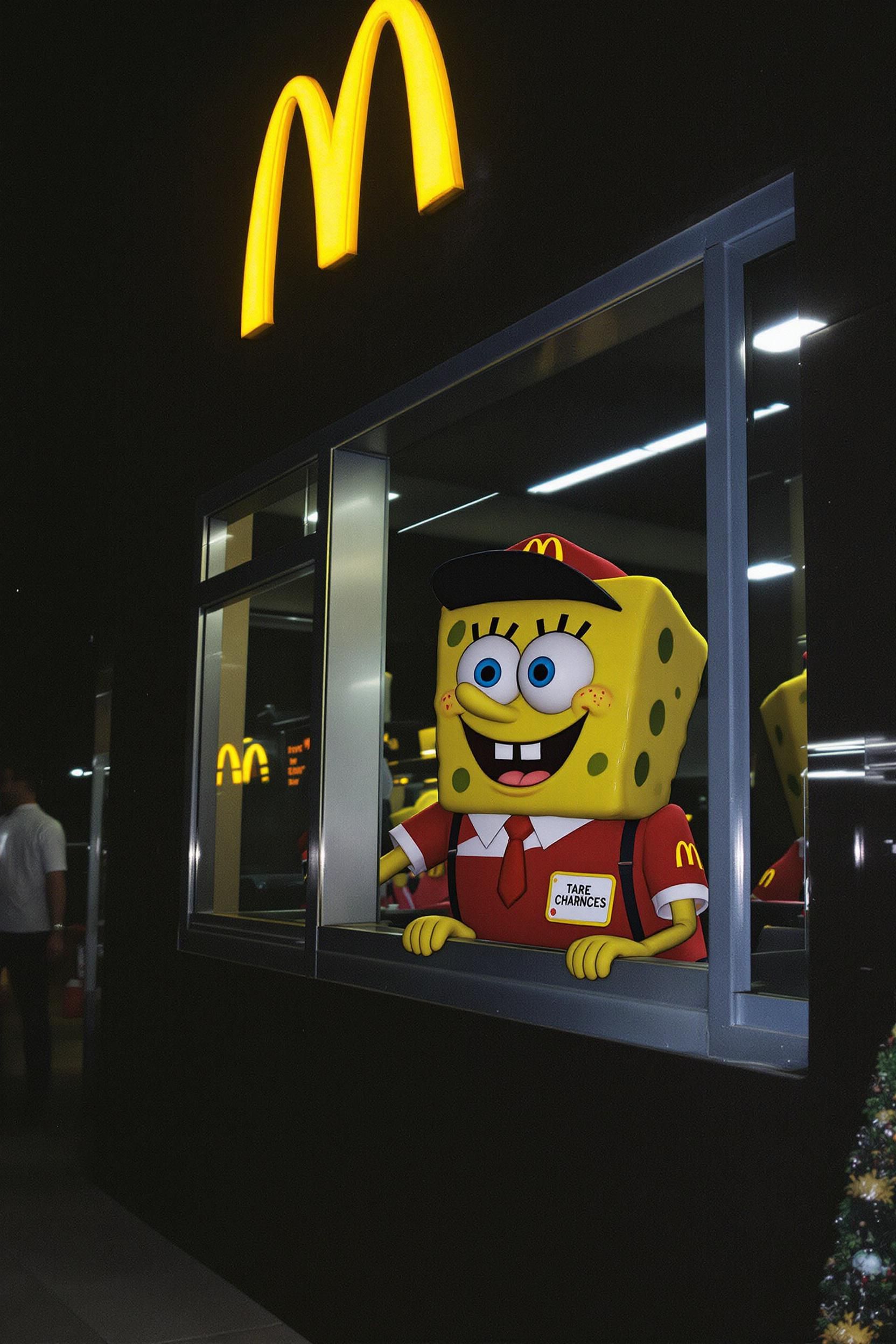 Photo Of Spongebob Working At Mcdonalds In The Mconalds Uniform