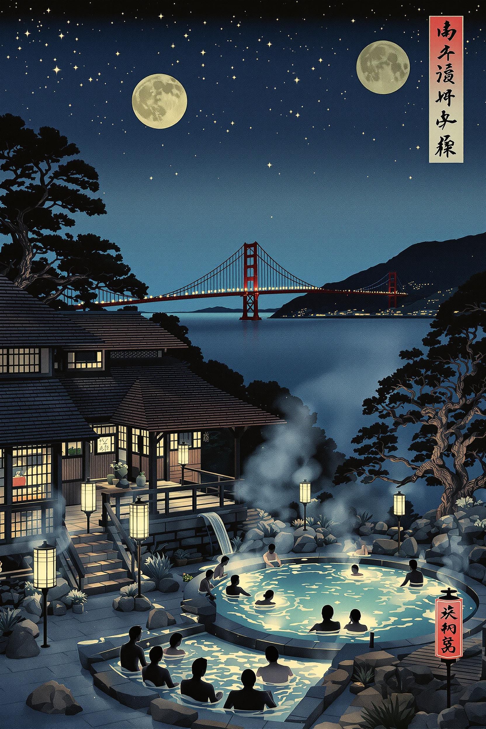 Poster For The Grand Opening Of A Japanese Bathhouse Onsen In San Francisco
