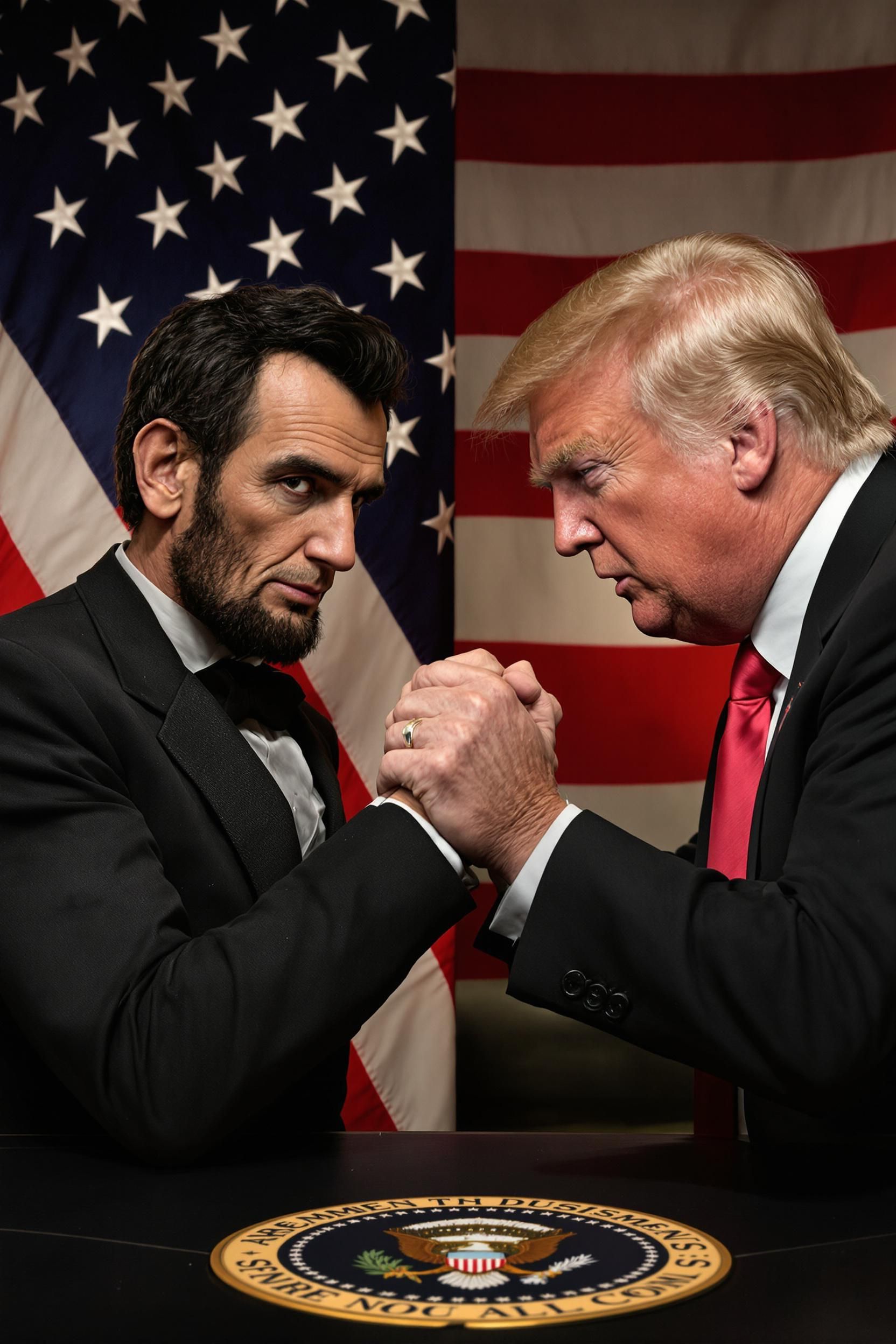 President Lincoln Arm Wrestling President Trump