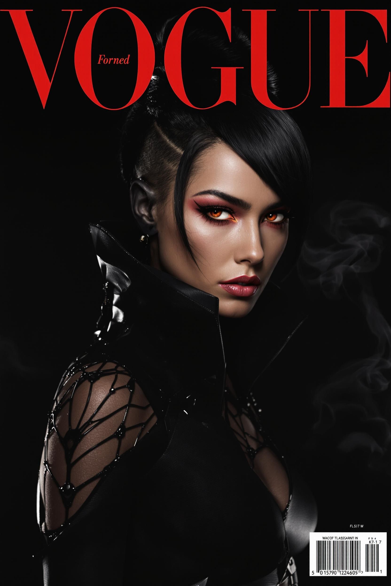 Realistic Portrait Of Yor Forger From Spy Family As A High-fashion Model On The Cover Of VOGUE M