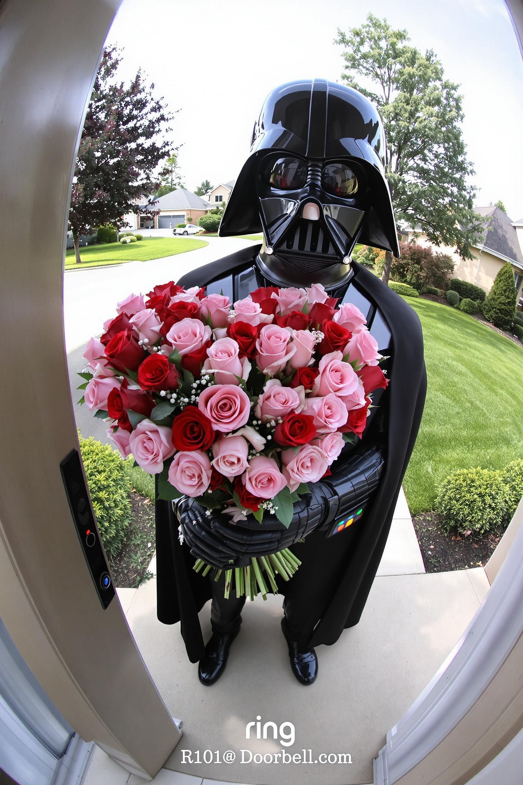 Ring Doorbell Photo Of Darth Vader Holding Roses