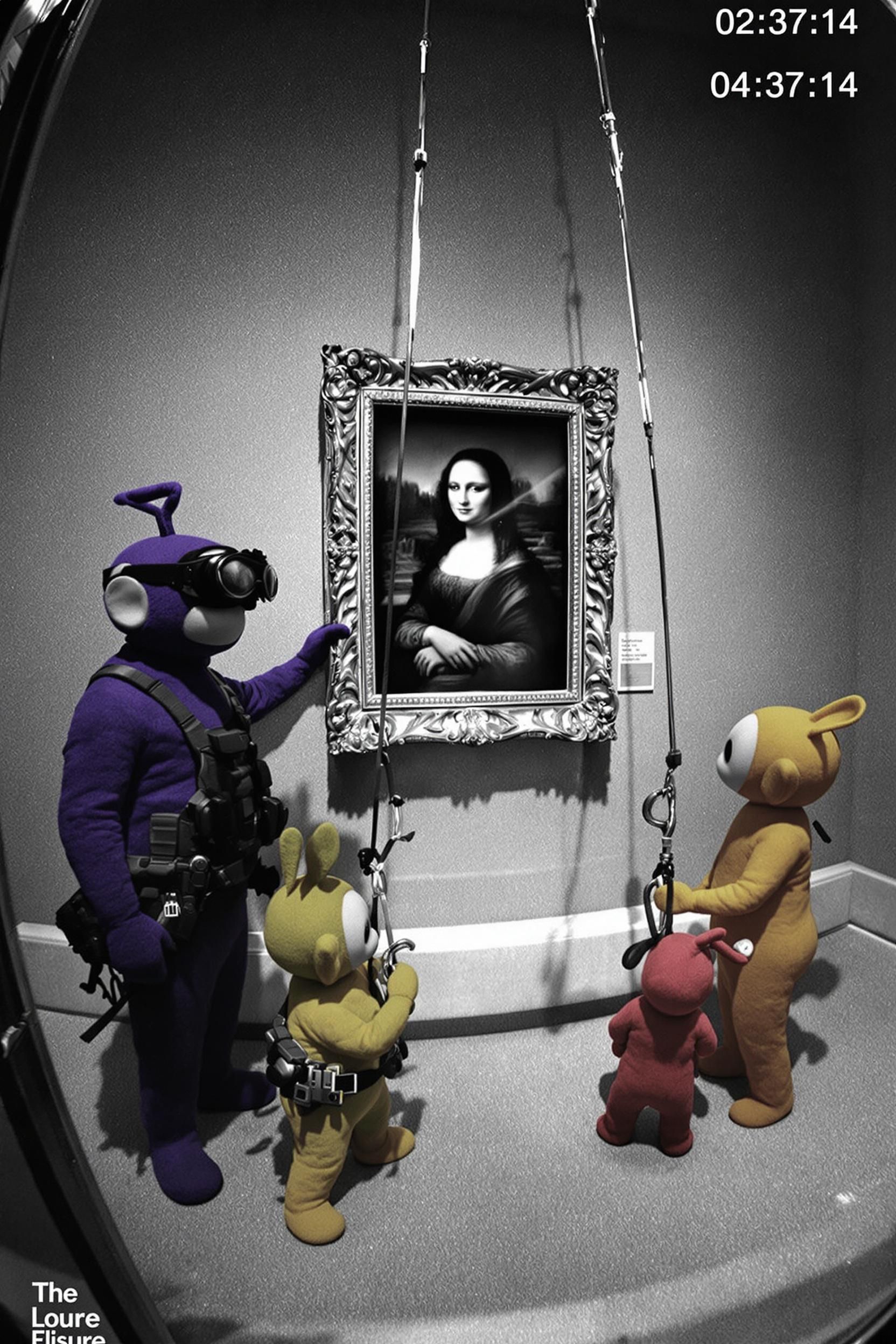 Security Footage From The Louvre Showing The Teletubbies Attempting An Ocean's Eleven-style Heis