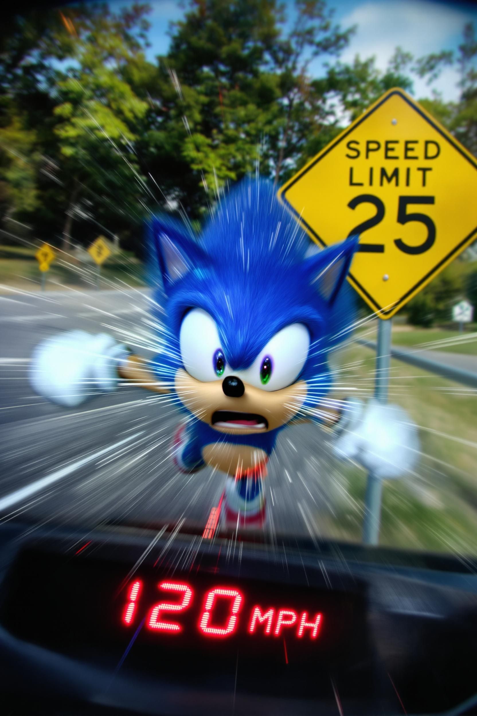 Sonic The Hedgehog Caught On Speed Camera Running 120mph In A School Zone