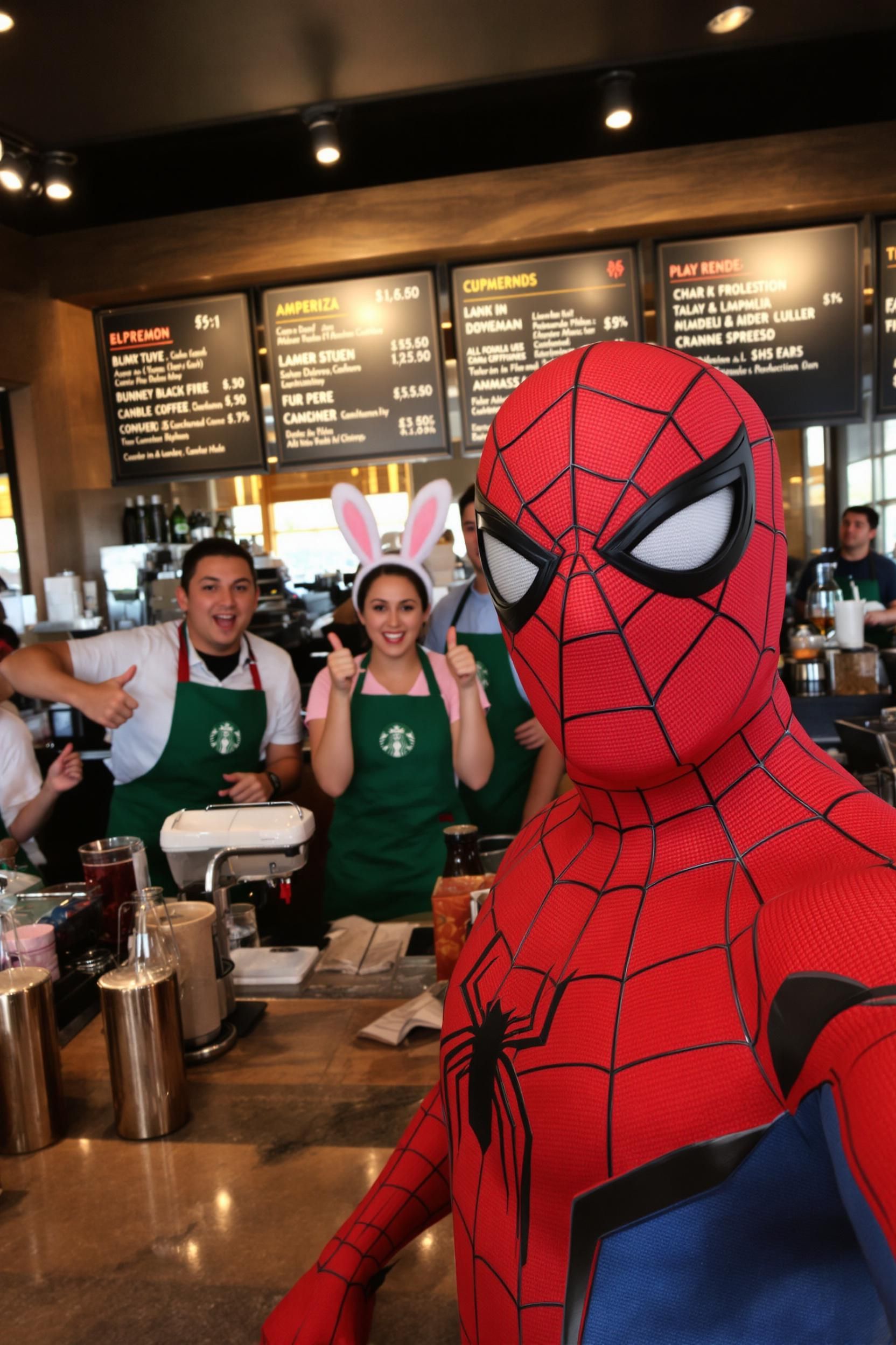Spider-Man Selfie At Starbucks