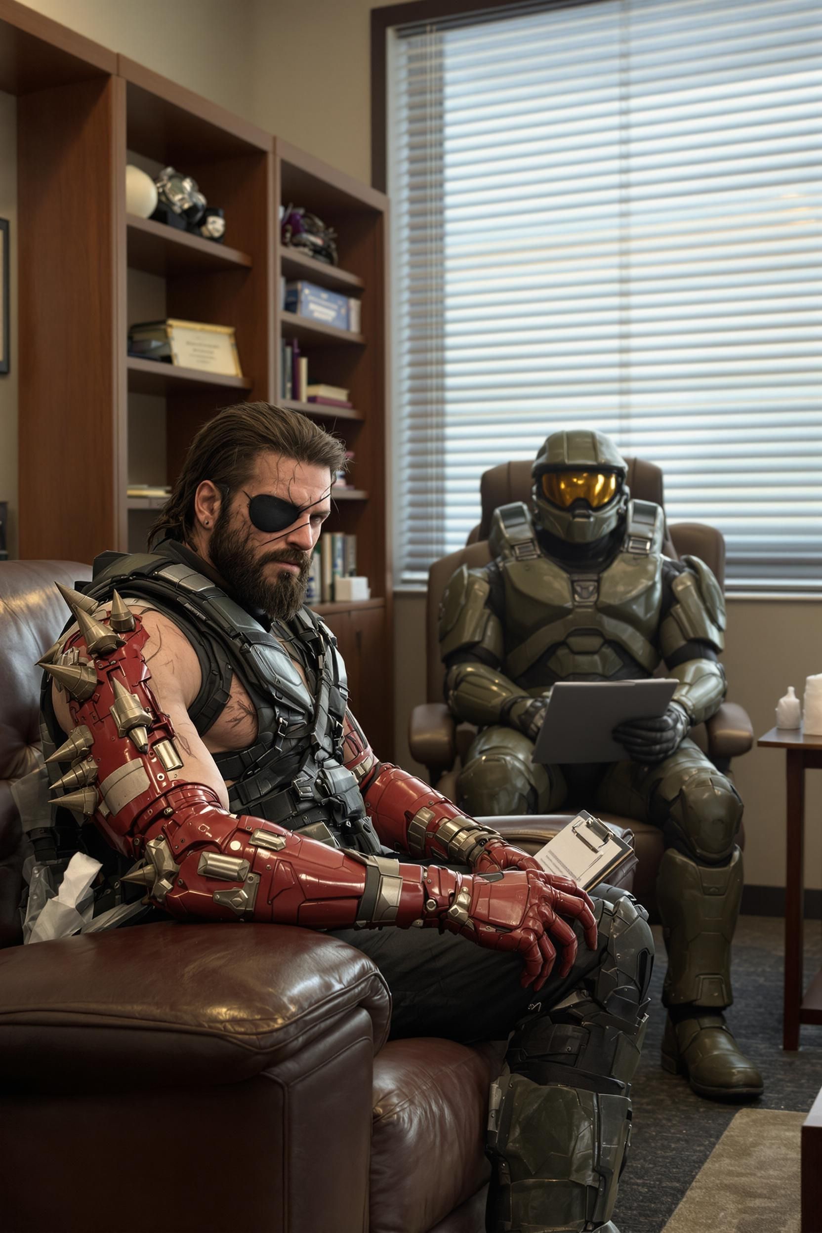 Venom Snake From Metal Gear Solid 5 Receiving Therapy From Master Chief 3