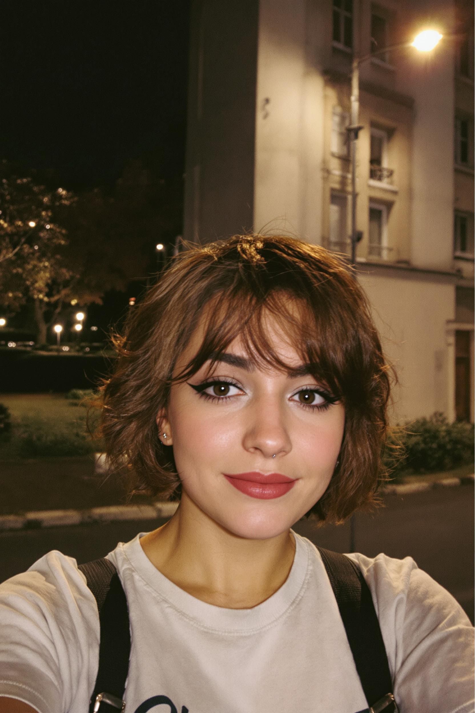 Very Pretty Caucasian Girl At Age 18(with Subtle Alternative-style Makeup And Short 2