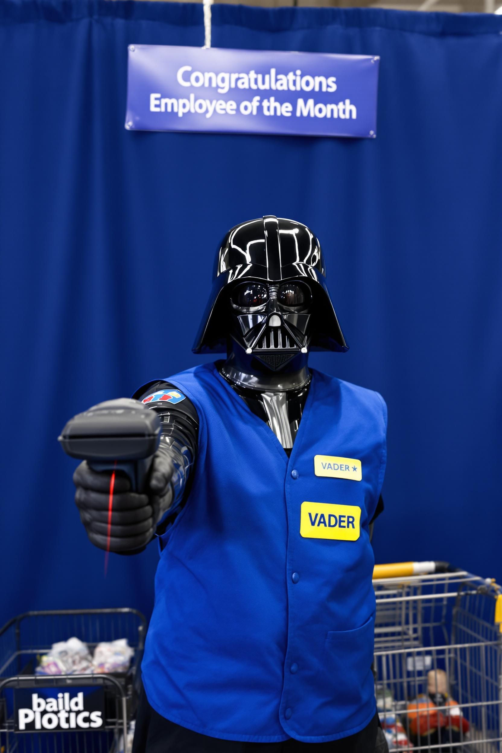 Walmart Employee Of The Month Photo Featuring Darth Vader