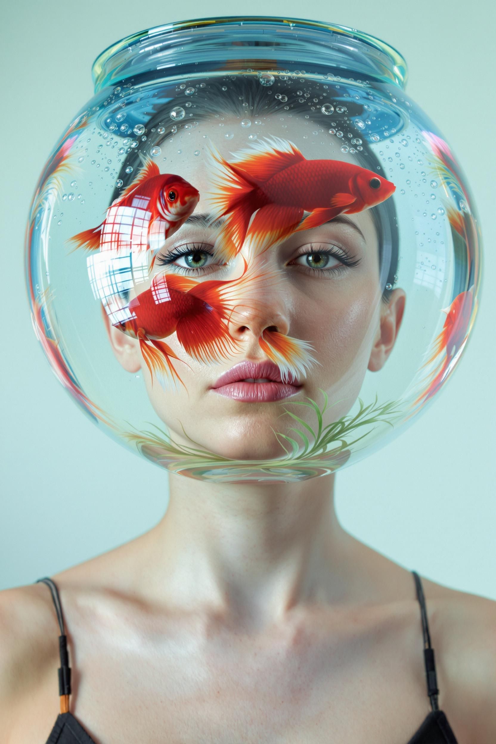 Woman Made Of Glass Fishbowl
