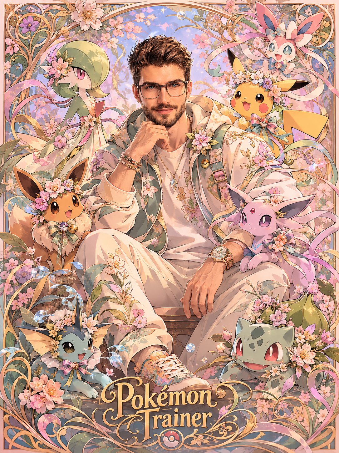 Art Nouveau Pokemon Trainer Anime Style