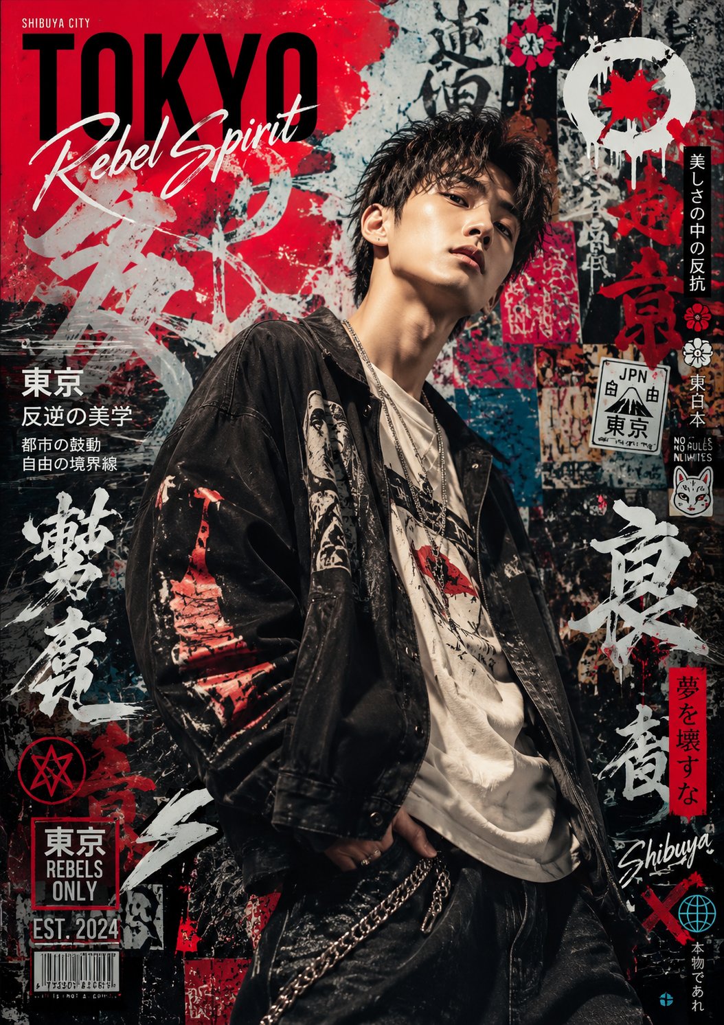 Japanese Graffiti Style Portrait Poster Urban Street Fashion