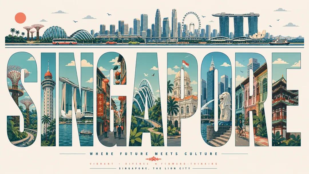 Typography City Travel Poster Mid Century Style