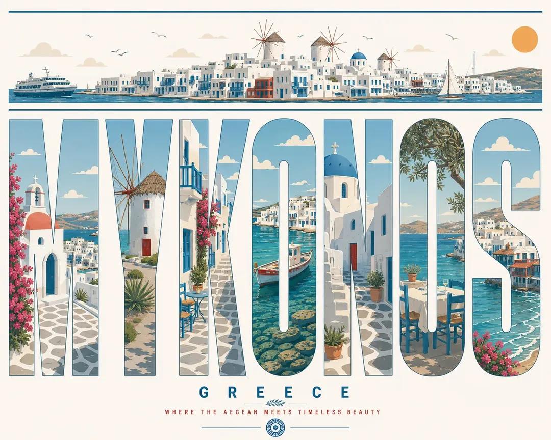 Typography City Travel Poster Mid Century Style 2