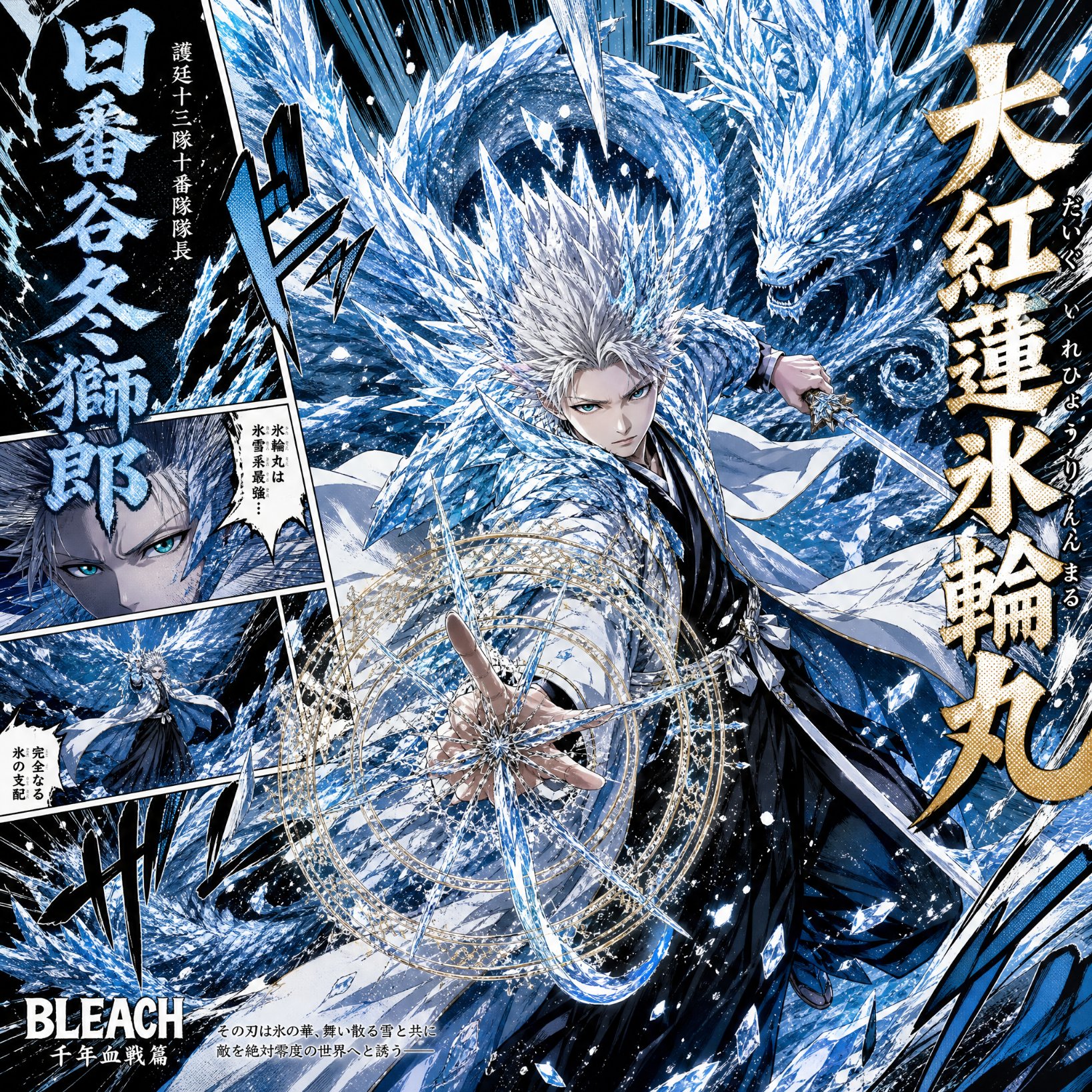 Bleach Hitsugaya Toshiro Bankai Manga Poster