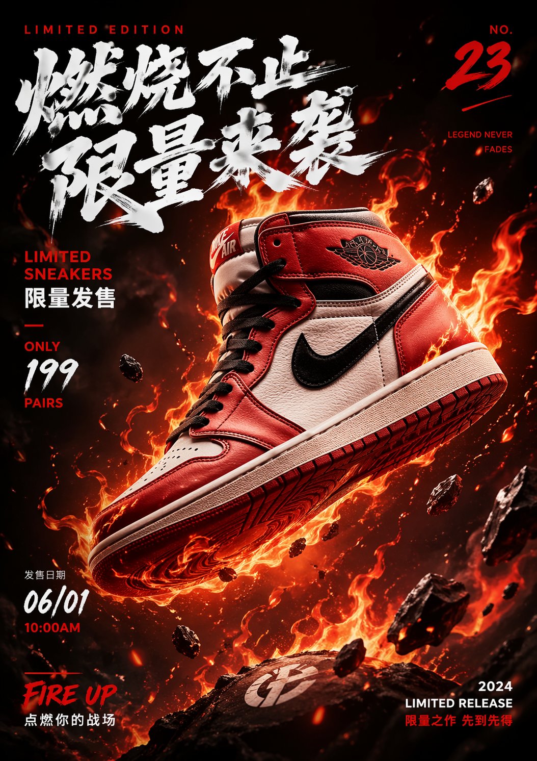 Limited Edition Sneaker Poster Floating Flames