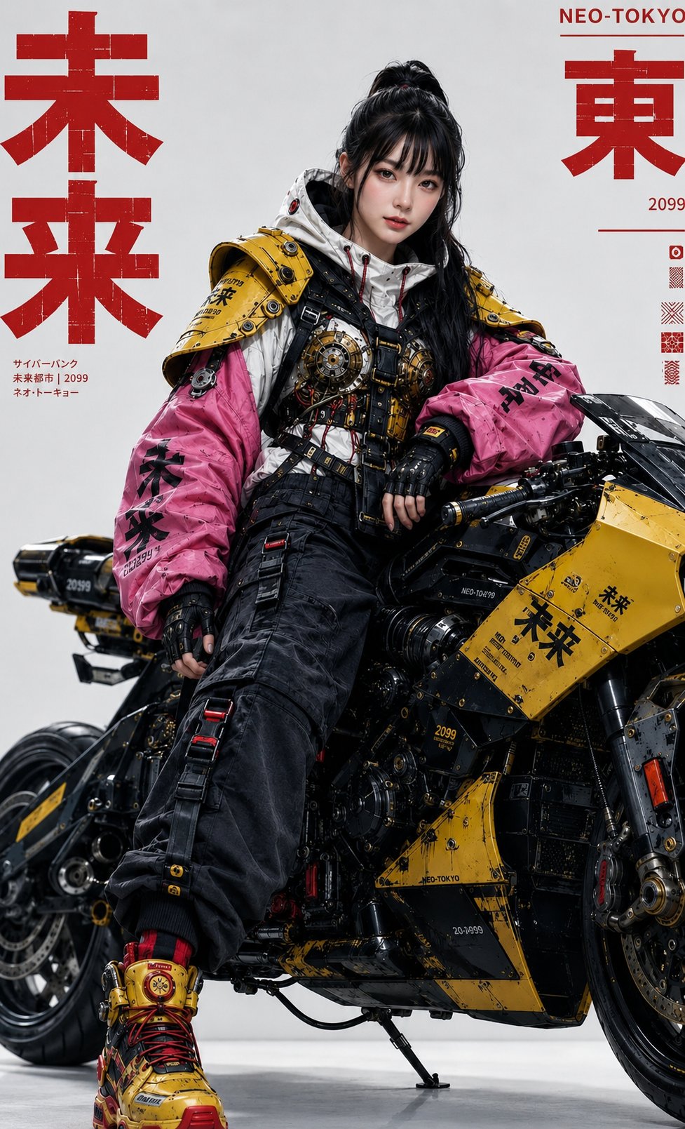 Cyberpunk Techwear Motorcycle Portrait