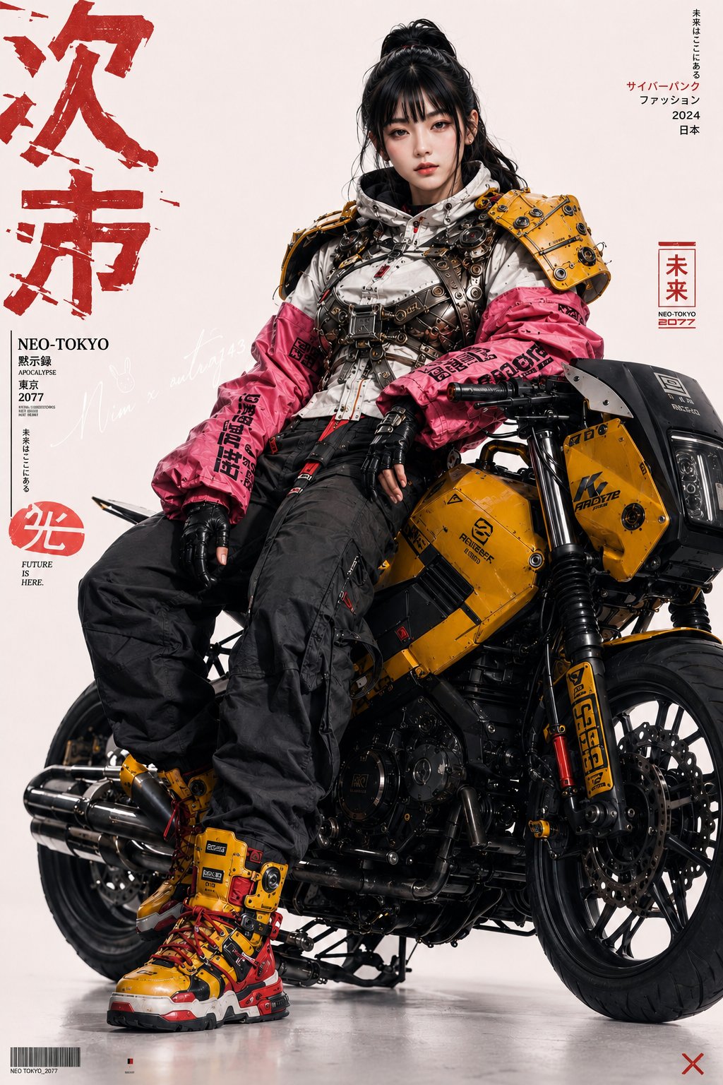Cyberpunk Techwear Motorcycle Portrait