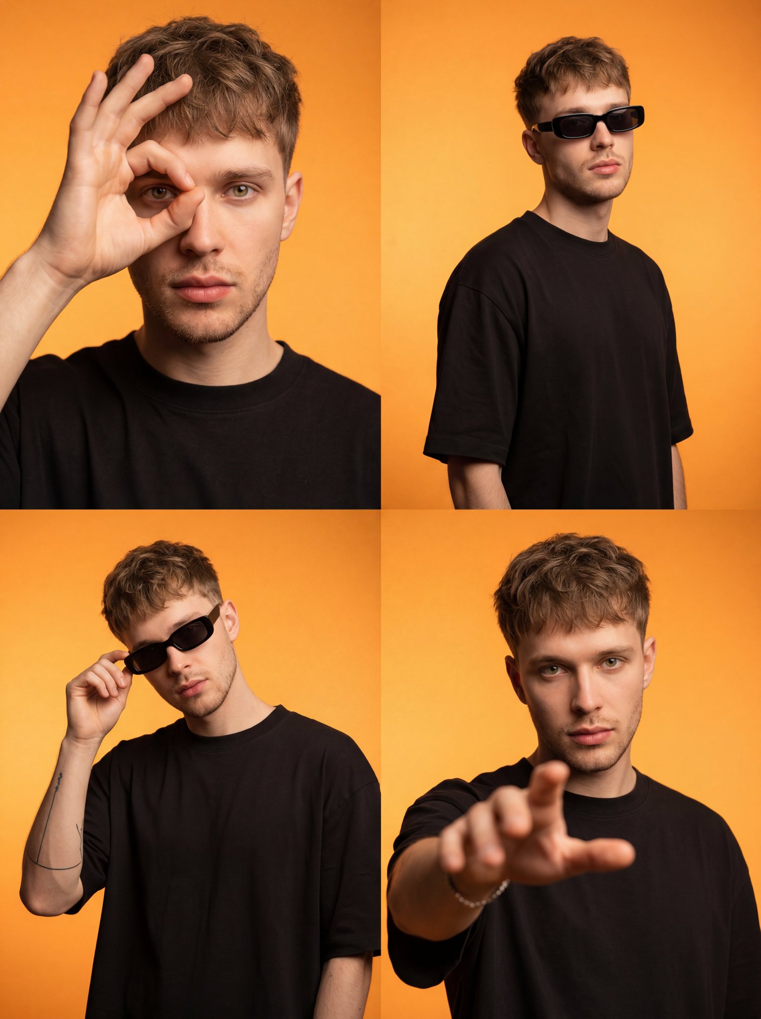 Photoreal Male Influencer Orange Grid