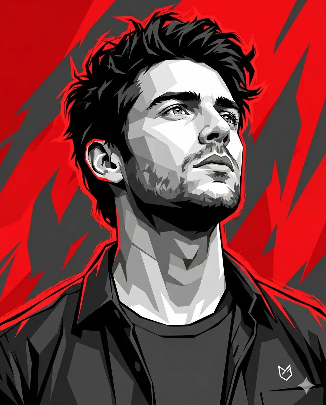 Cyberpunk Vector Male Portrait