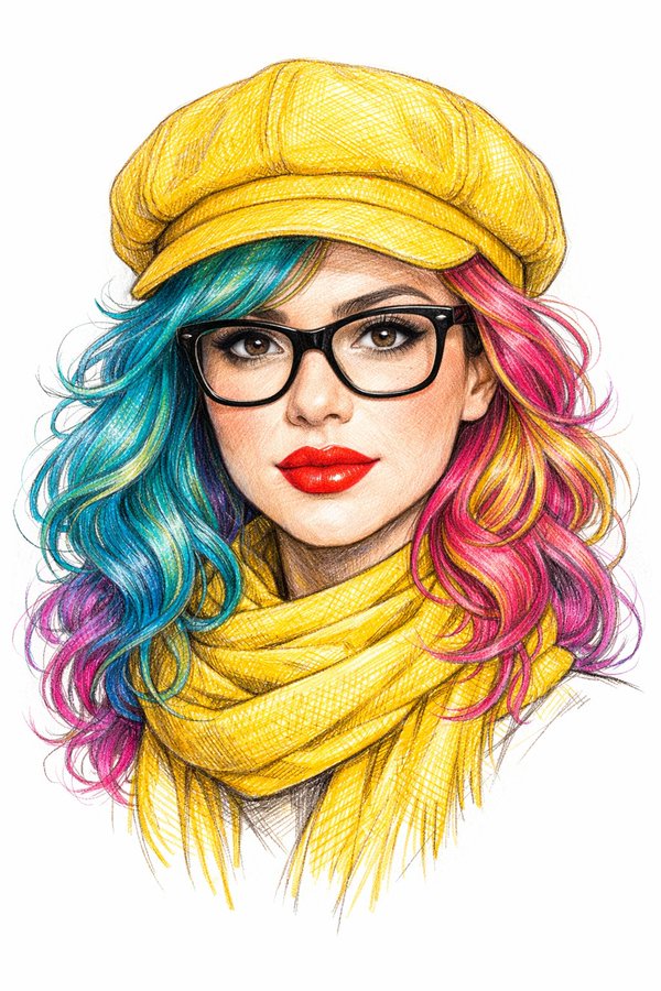 Colored Pencil Fashion Girl