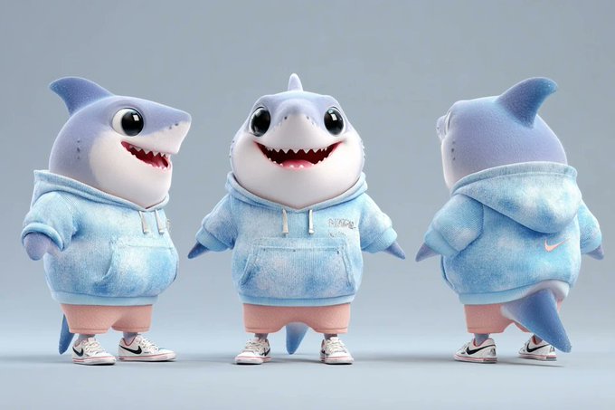 Pixar Style Anthropomorphic Mascot Triple View