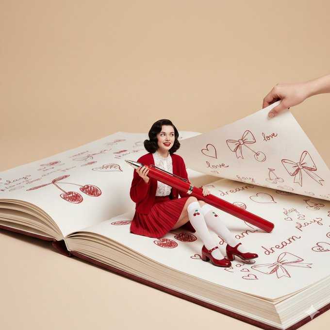 Minimalist Studio Red Retro Girl