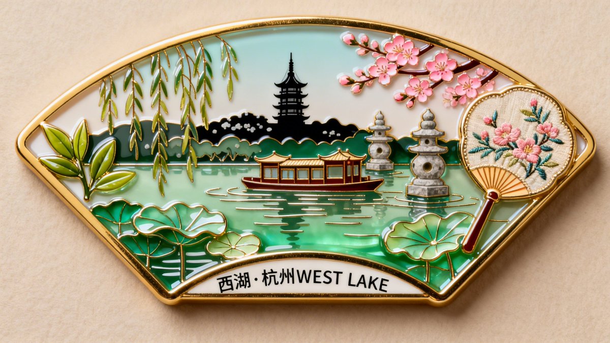 Exquisite Enamel West Lake Fridge Magnet
