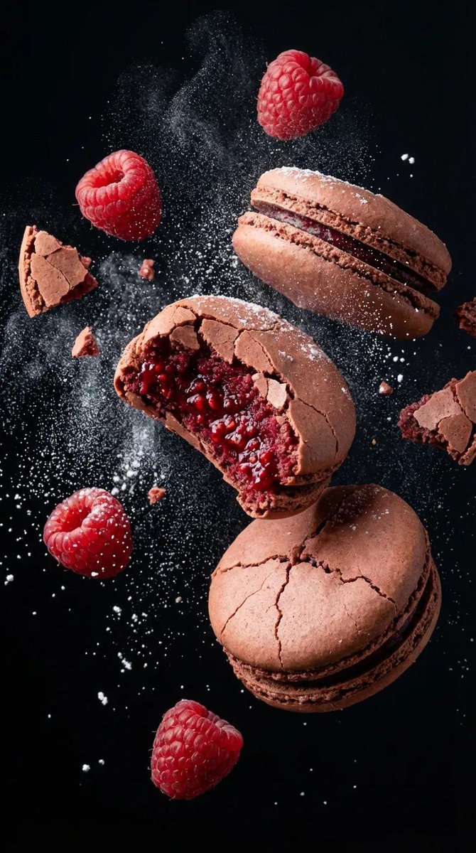 Realistic Floating Macaron Macro