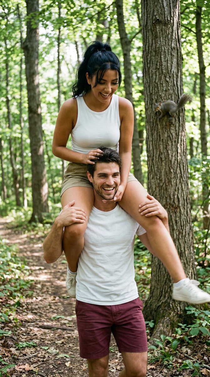Forest Couple Shoulder Ride Documentary