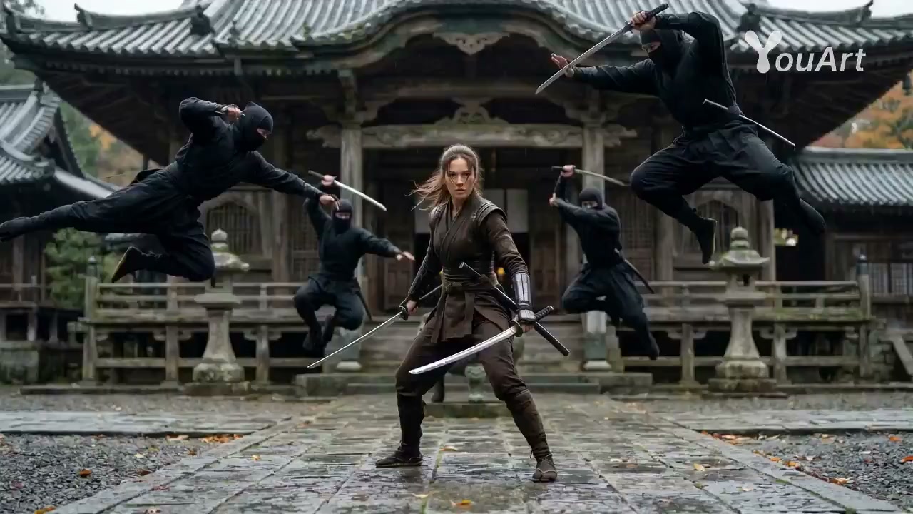 Cinematic Female Ninja Battle