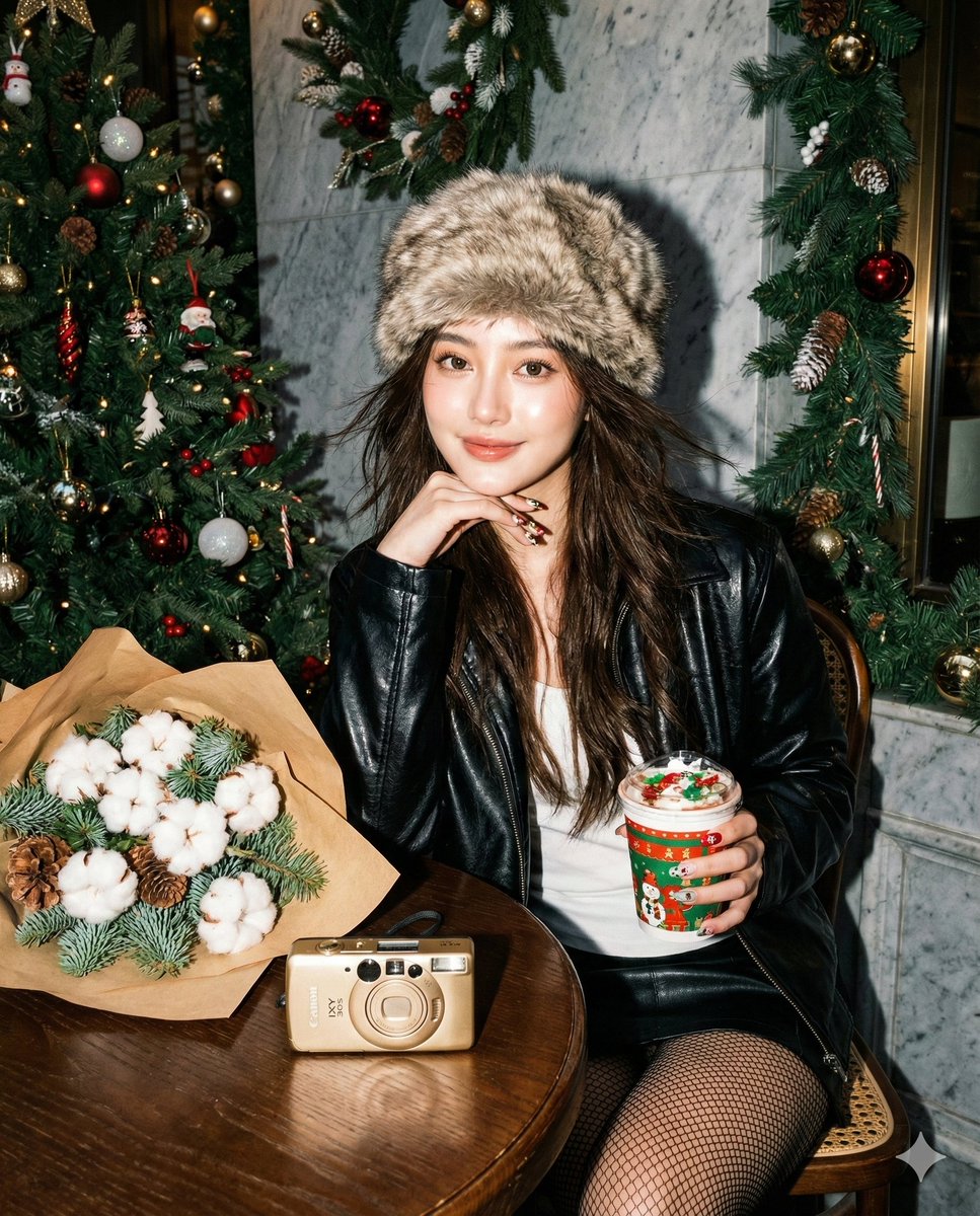 Christmas Leather Jacket Flash Portrait