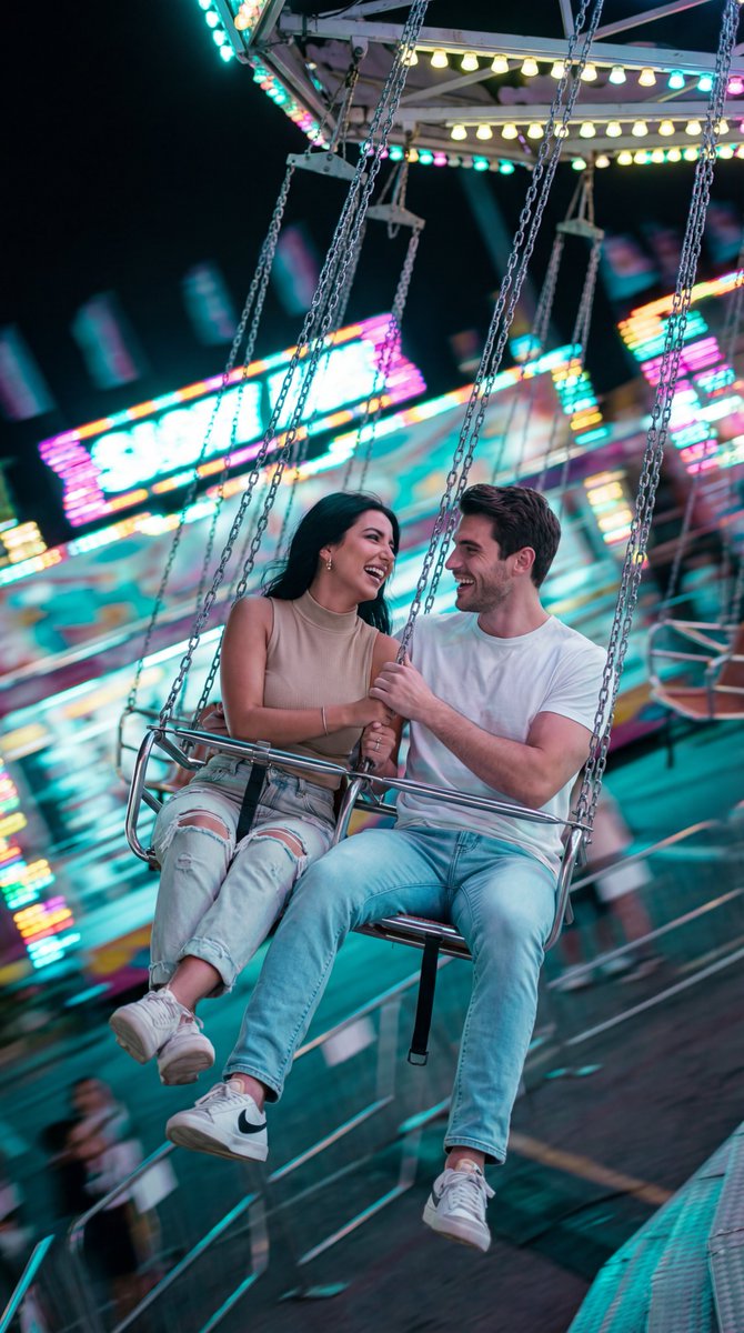 Neon Light Trails Swing Couple