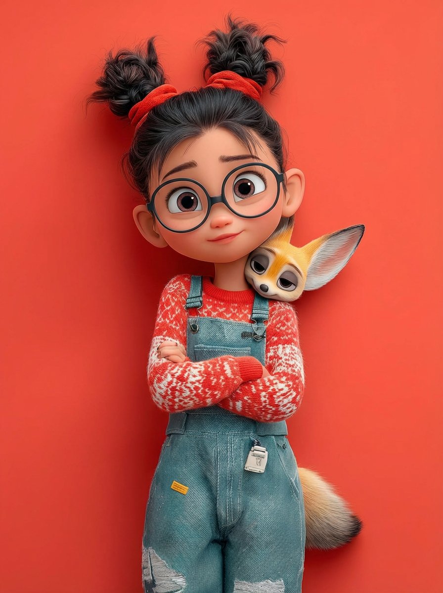 Healing Moment Girl Red Sweater Fox