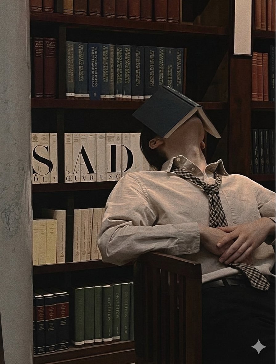 Melancholic Youth In Library Light