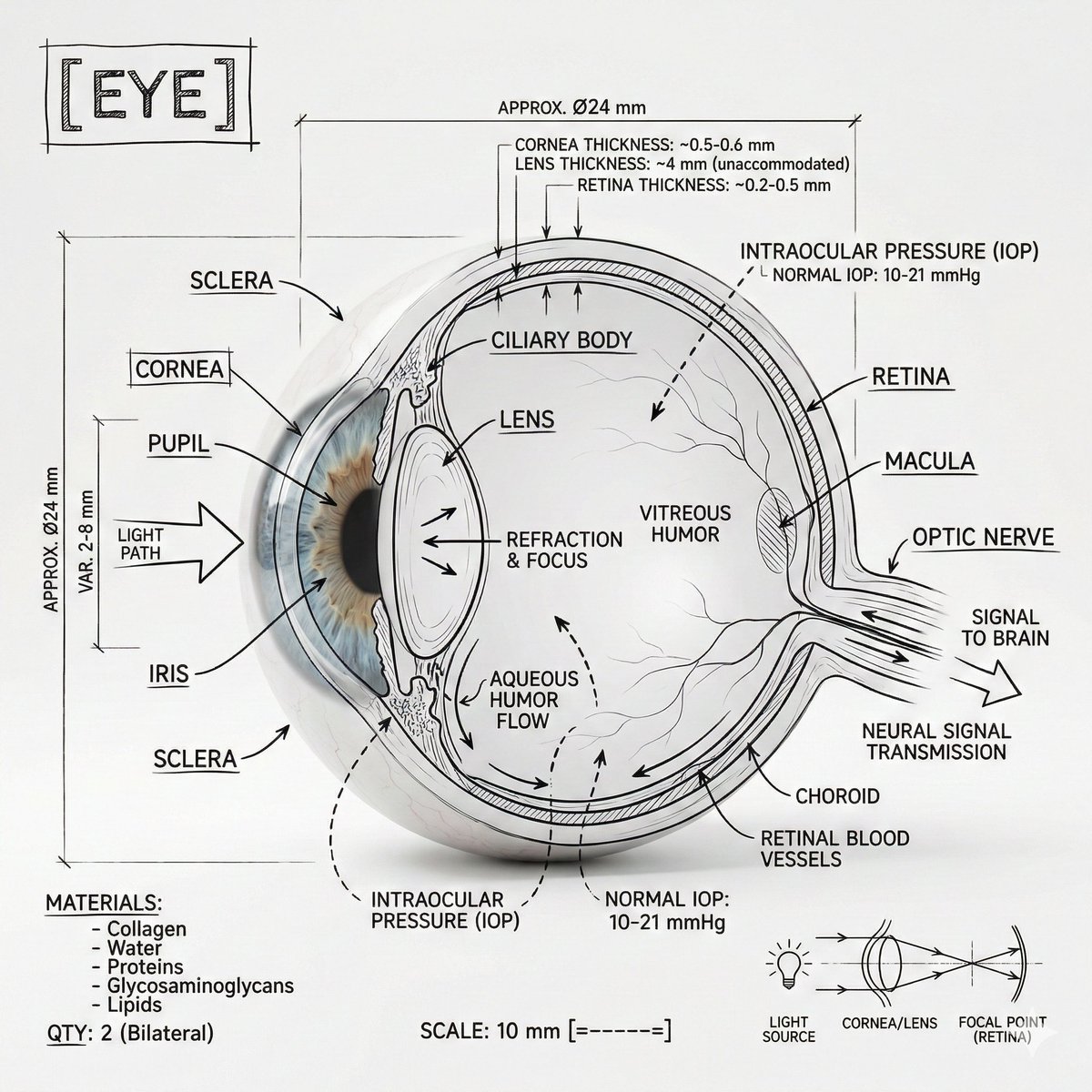 Technical Eye Anatomy Infographic