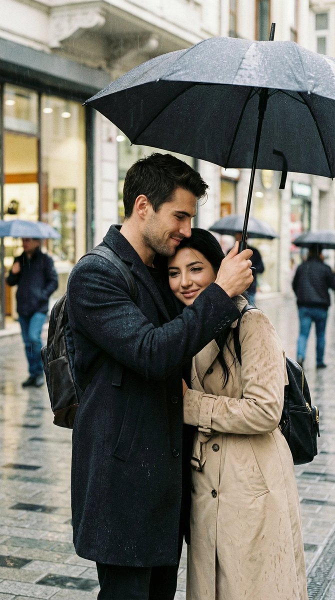 Istanbul Rain Couple Realism