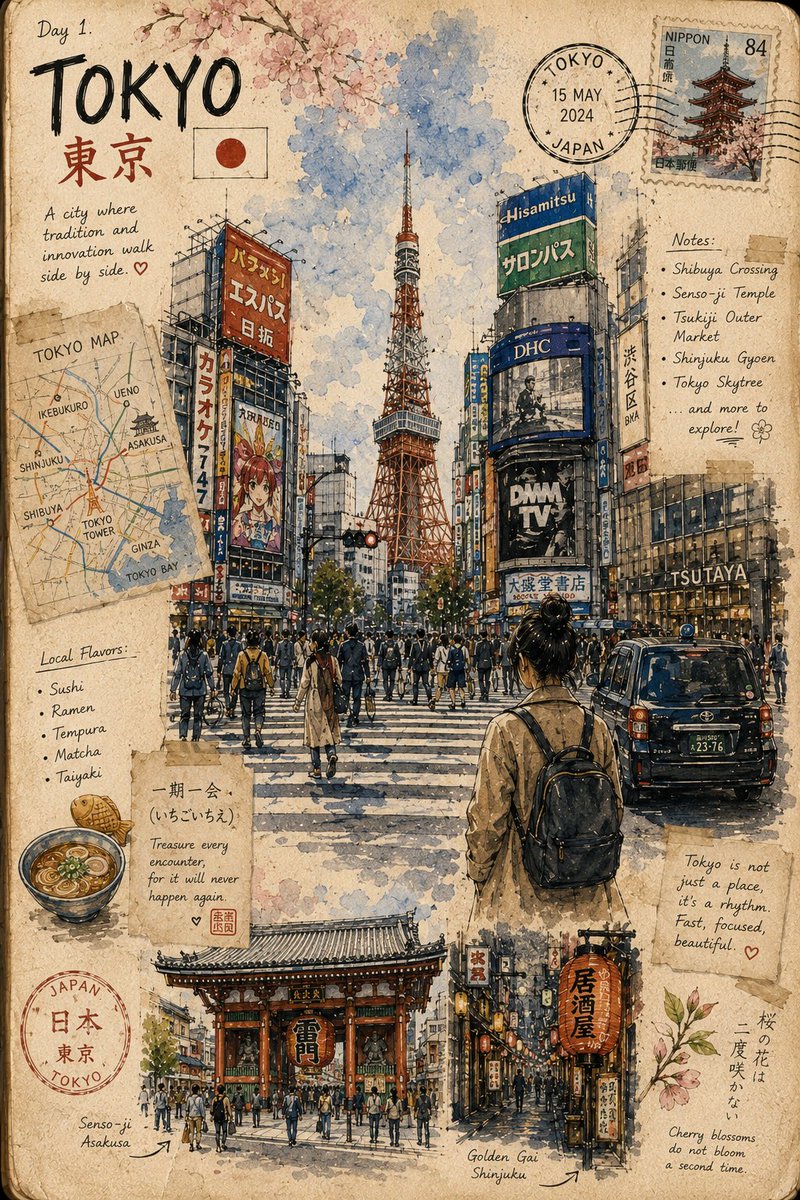 European Travel Journal Watercolor Street