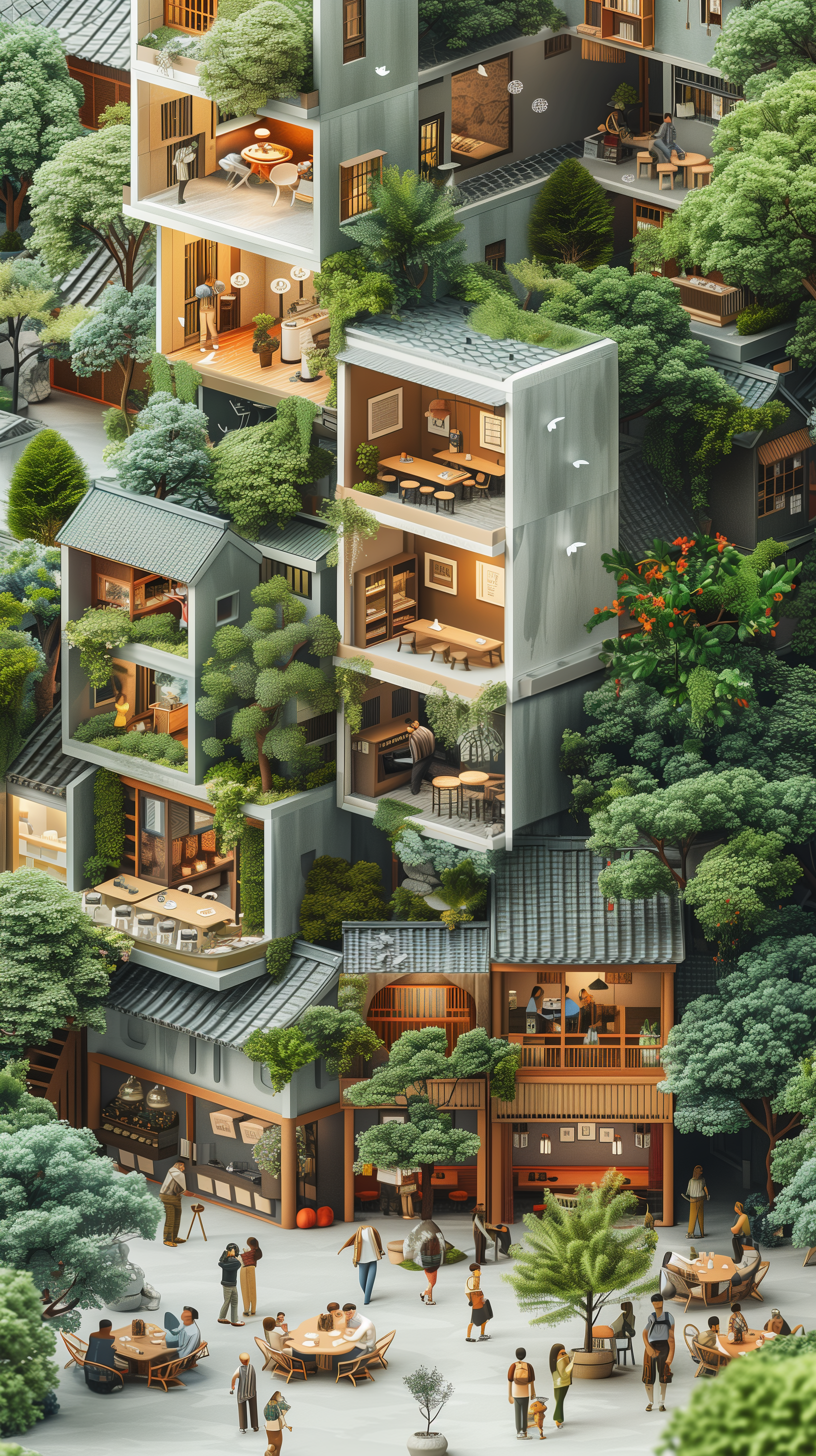 Midjourney prompt: isometric illustrations, 3D clay style, hand crafted feel, natural color palette...