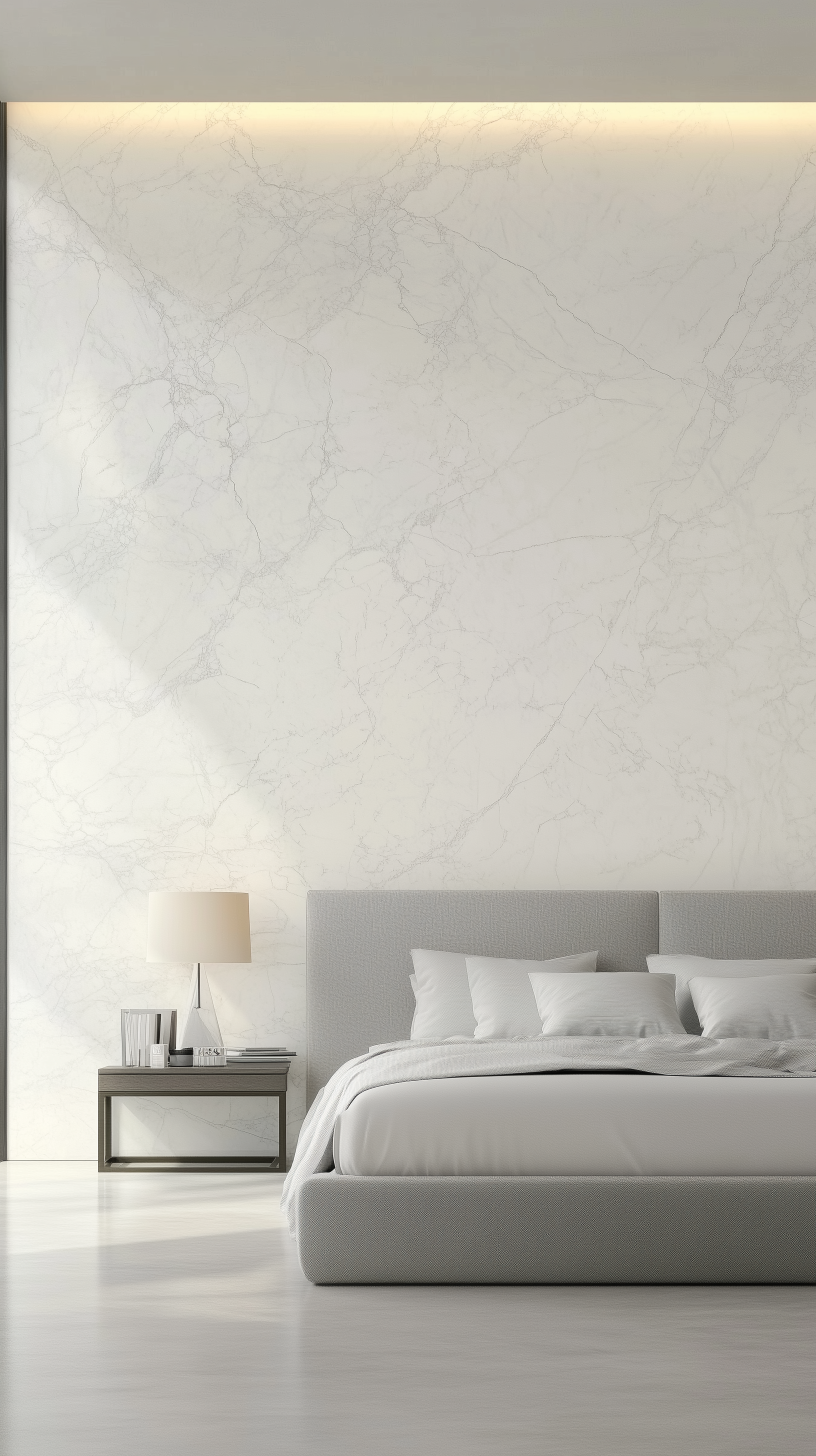 Midjourney prompt: high resolution photo, vertical composition, wide room view minimalist luxurious...