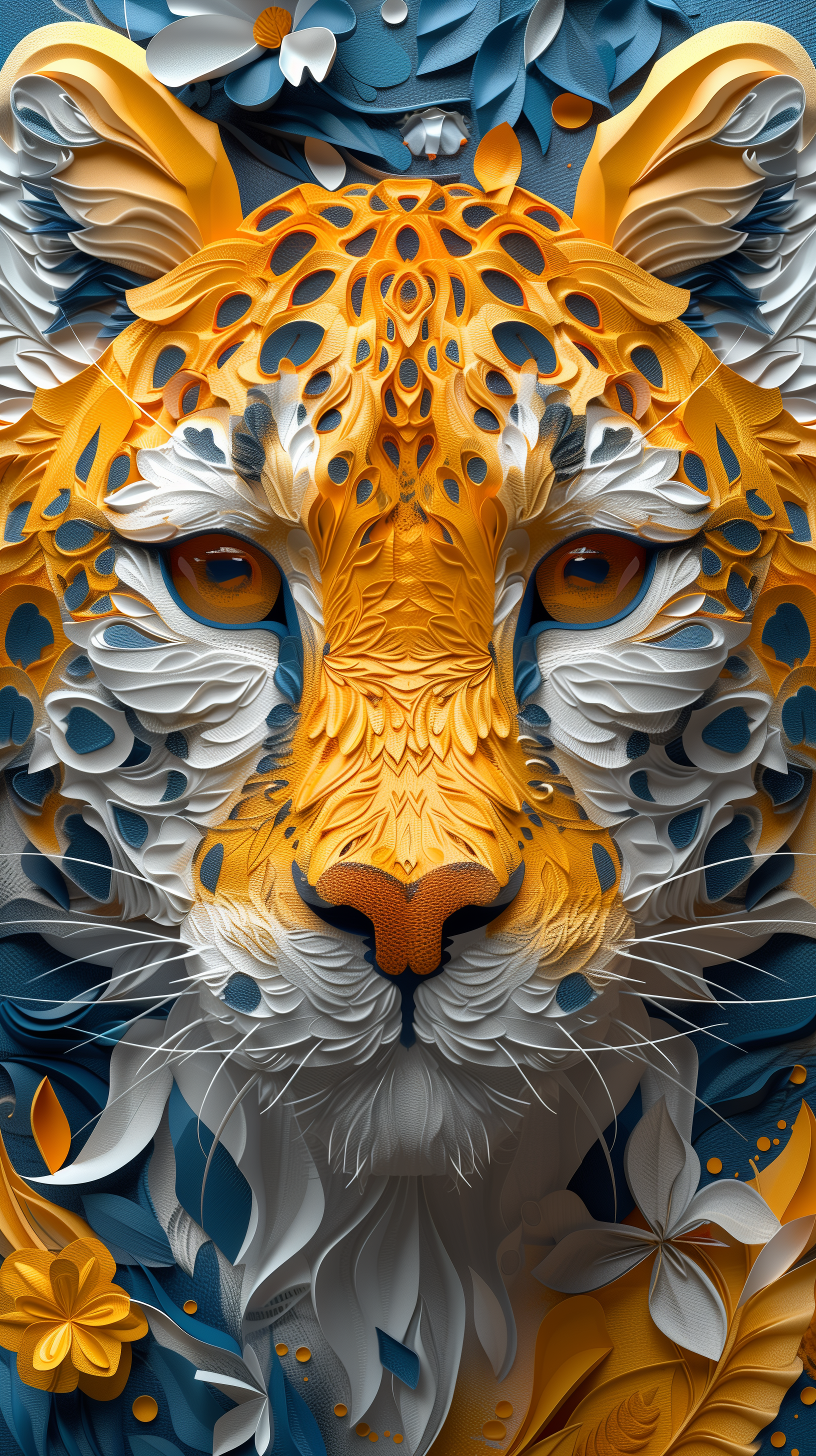 Midjourney prompt: 3d rendering, front view, beautiful animals, paper work for a tactile style, sel...
