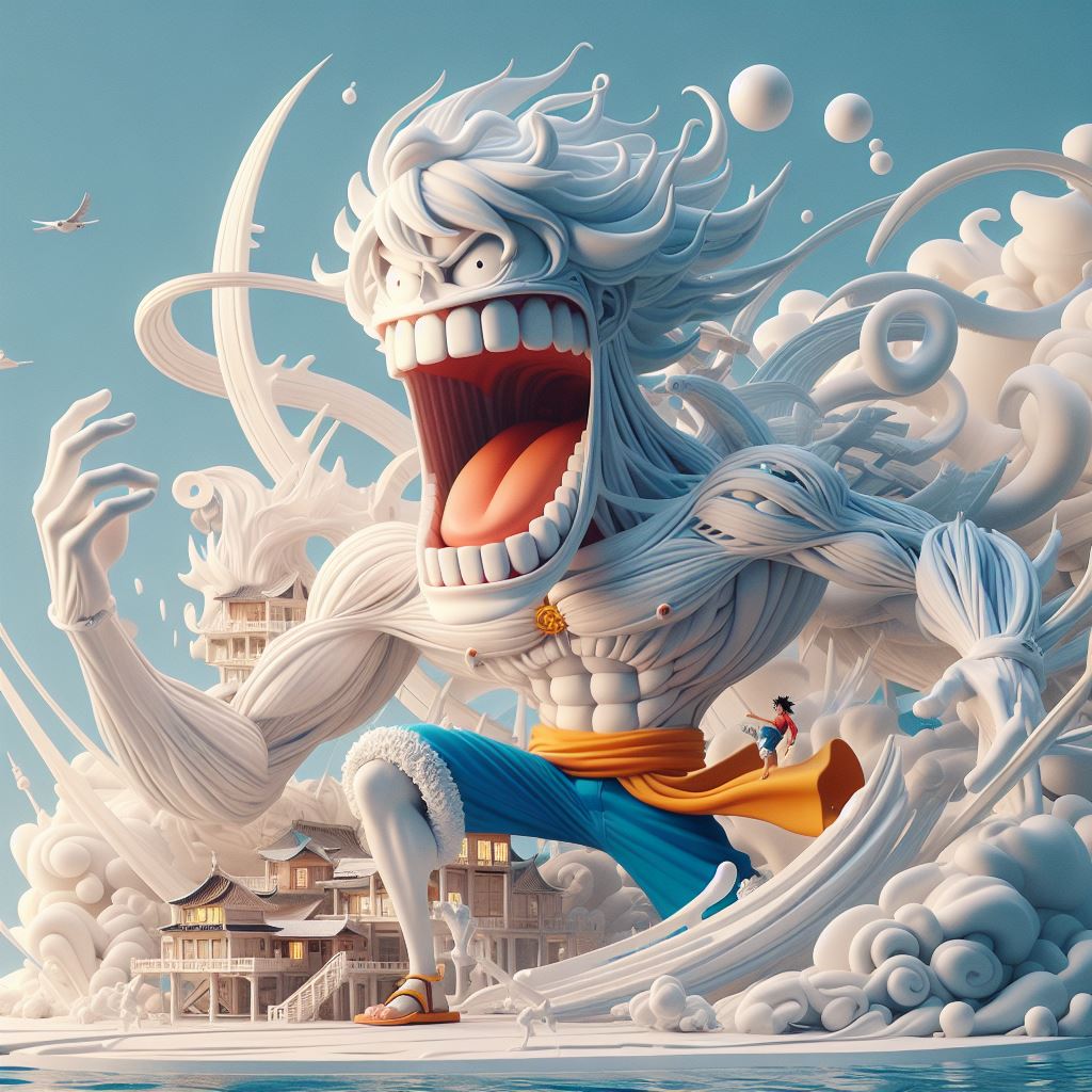 DALL·E prompt: an aesthetically captivating, side-splitting masterpiece featuring Luffy from On...