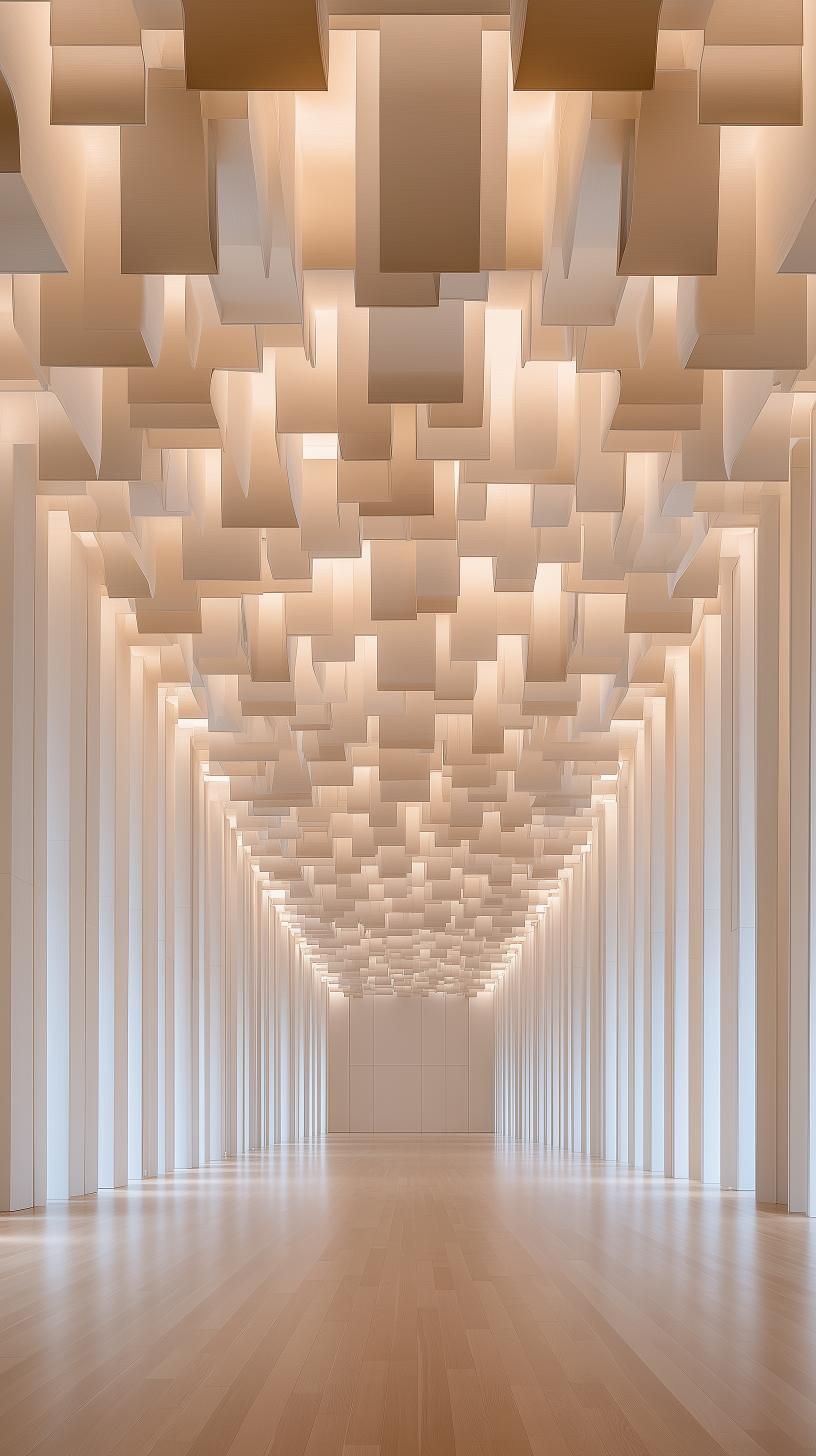 Midjourney prompt: contemporary interior, fractal geometric minimalism, perspective vanishing point...